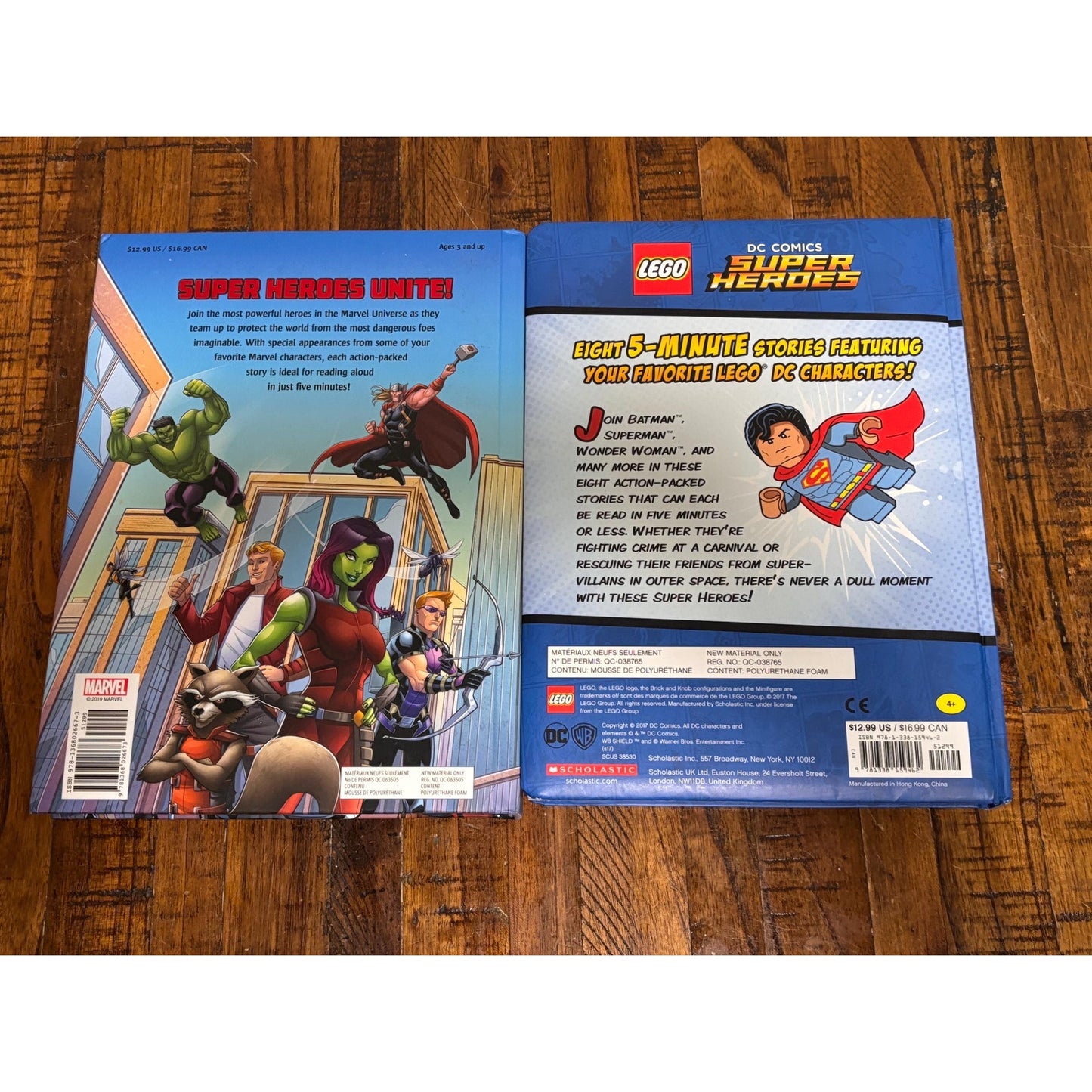 Lot of 2 Young Boys Girls Childern Kid Books Lego 5 Minute Super Hero Stories