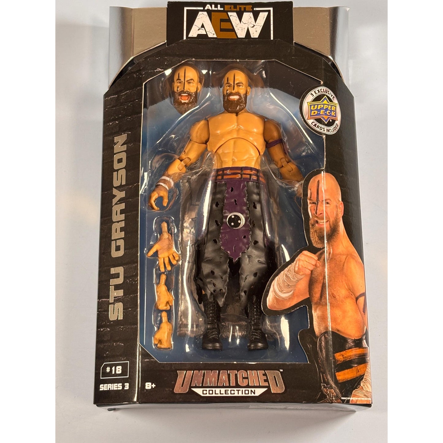 AEW Stu Grayson Unmatched Series 3 Wrestling Action Figure 6” Upper Deck Cards