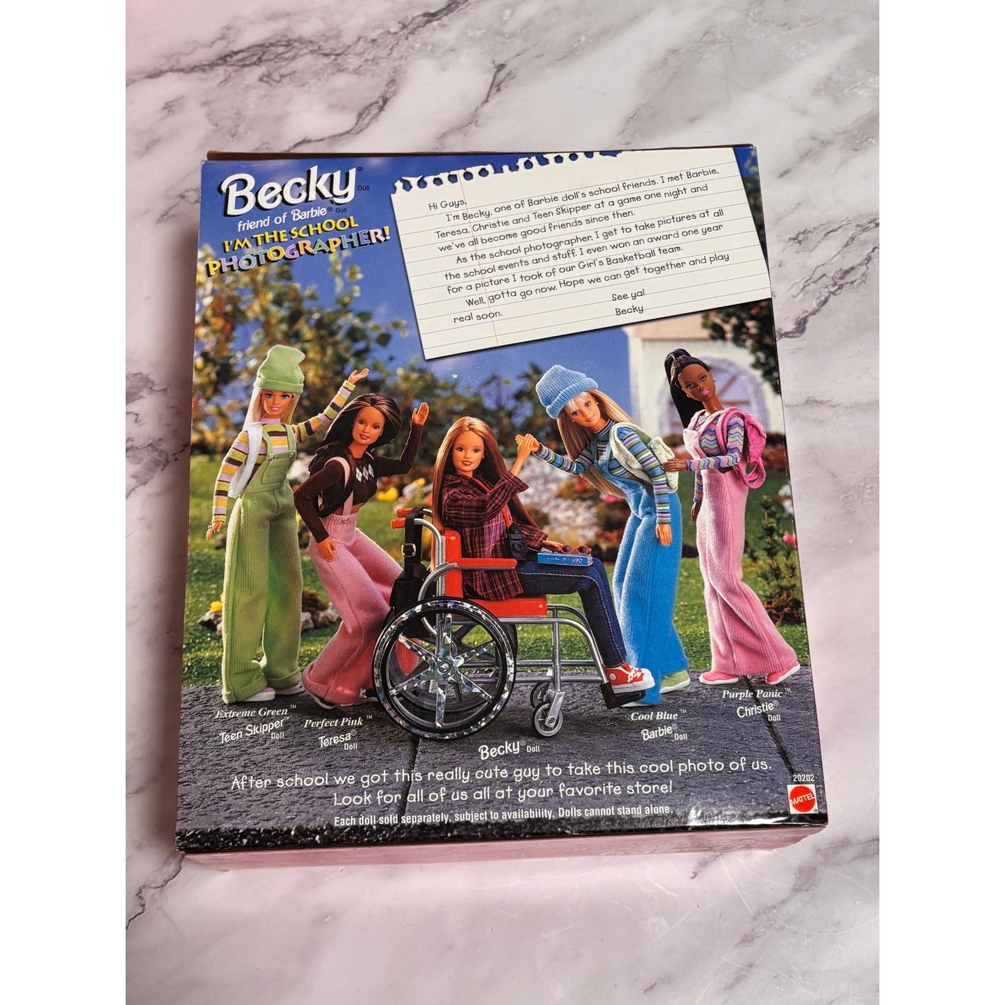 Mattel 1997 Becky Friend Barbie Doll School Photographer Wheelchair 20202