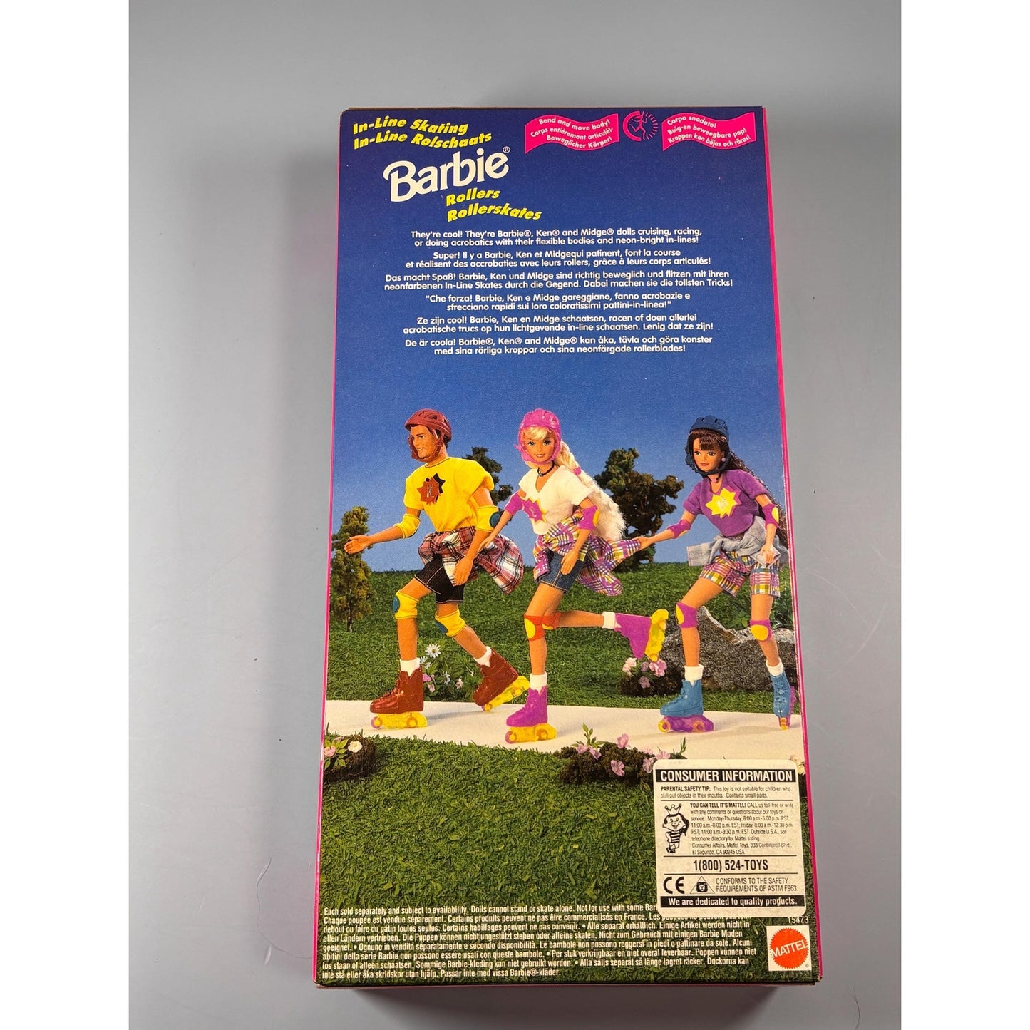 Rare In-Line Skating Barbie Doll with Rollerskates 1995 Mattel 15473 New