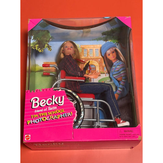 Mattel 1997 Becky Friend Barbie Doll School Photographer Wheelchair 20202