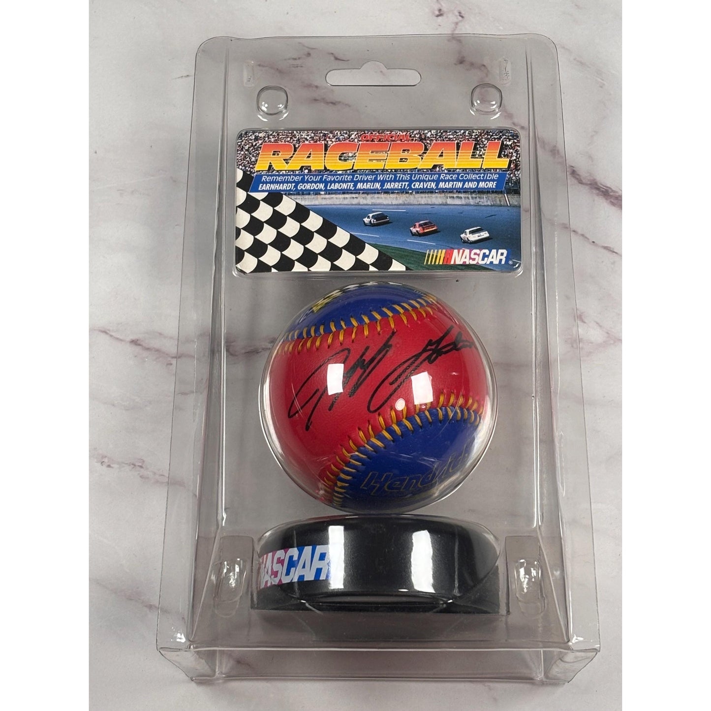 Nascar RaceBall Baseball Jeff Gordon #24 New In Pkg Autographed w/ Base Race