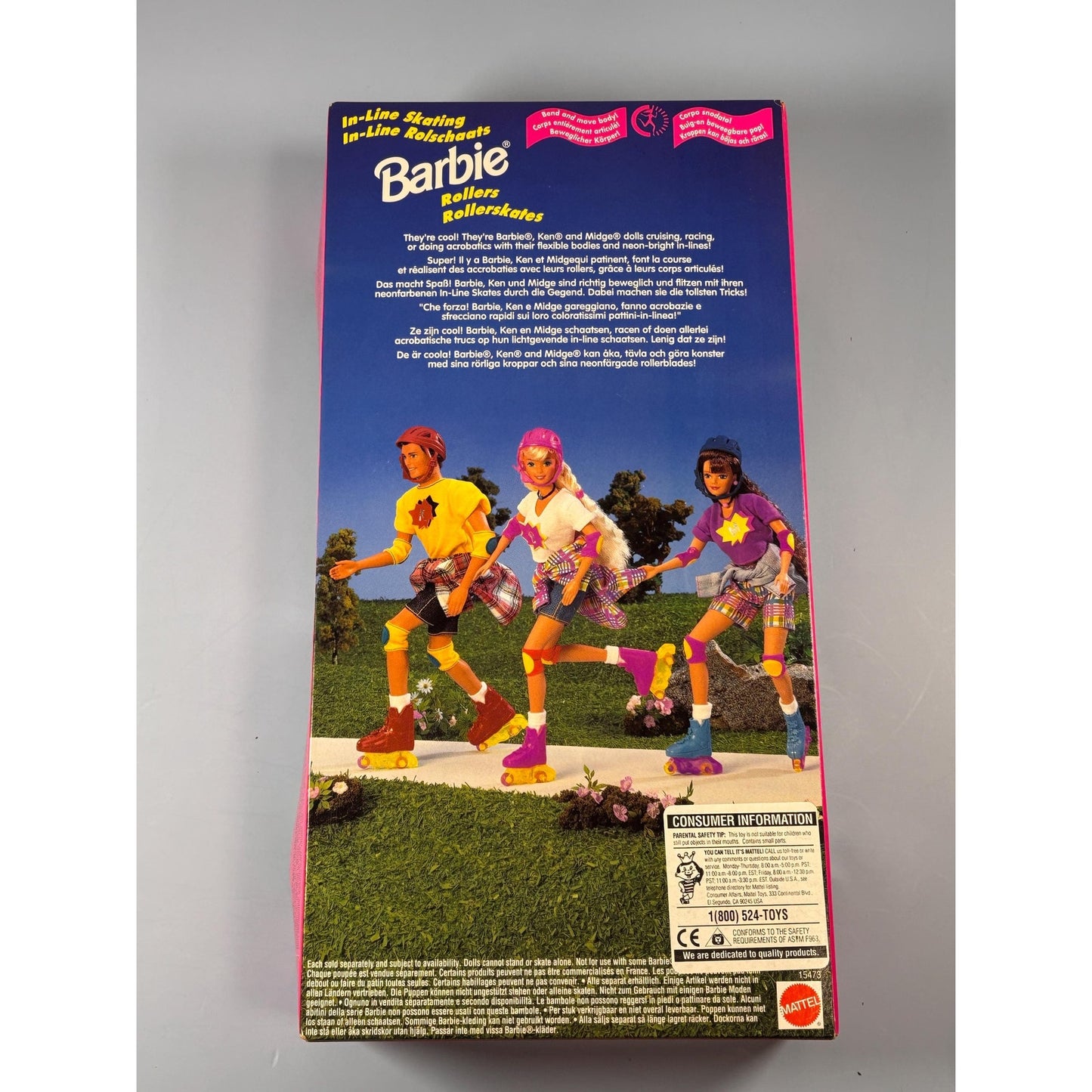 Rare In-Line Skating Barbie Doll with Rollerskates 1995 Mattel 15473 New