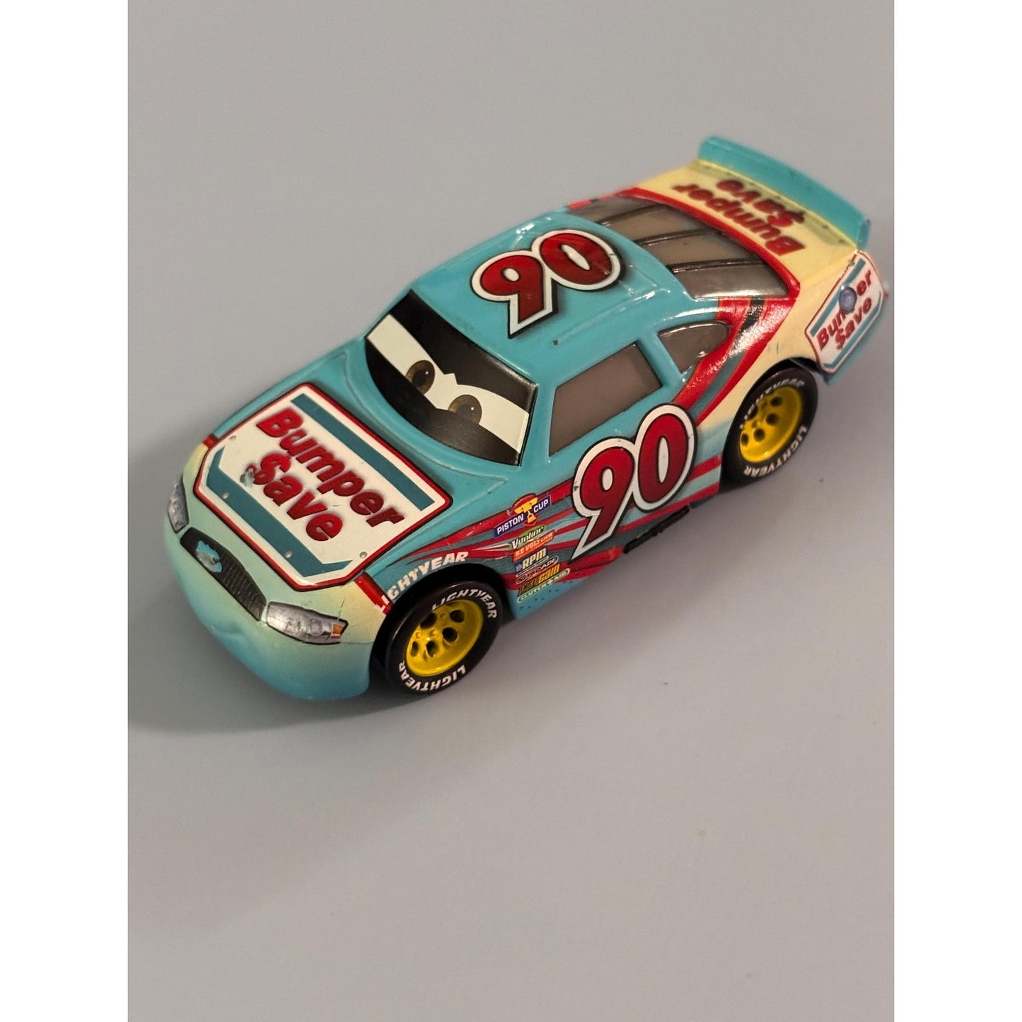 Disney Cars Piston Cup Ponchy Wipeout Diecast Car Bumper Saver Blue 90