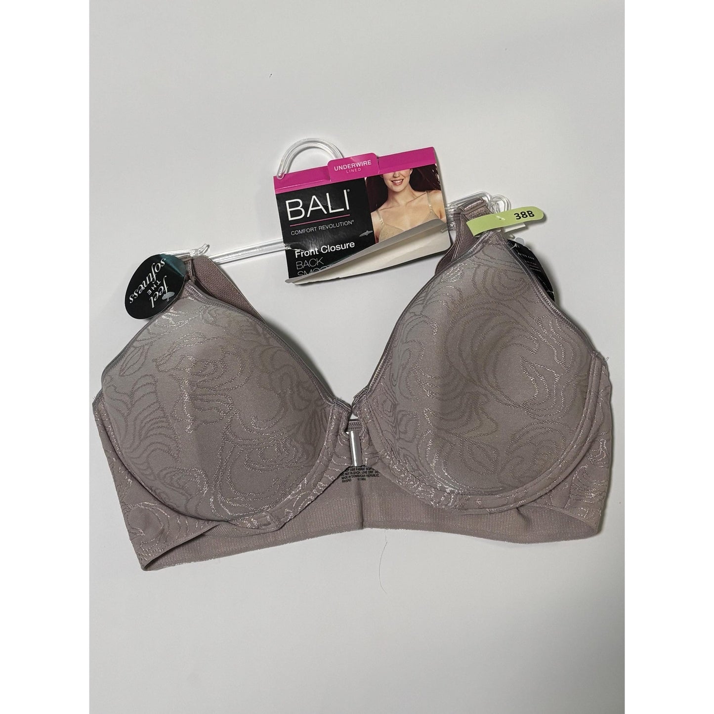Bali bra Front Closure 38B underwire style 3P66 Comfort warm steel NWT