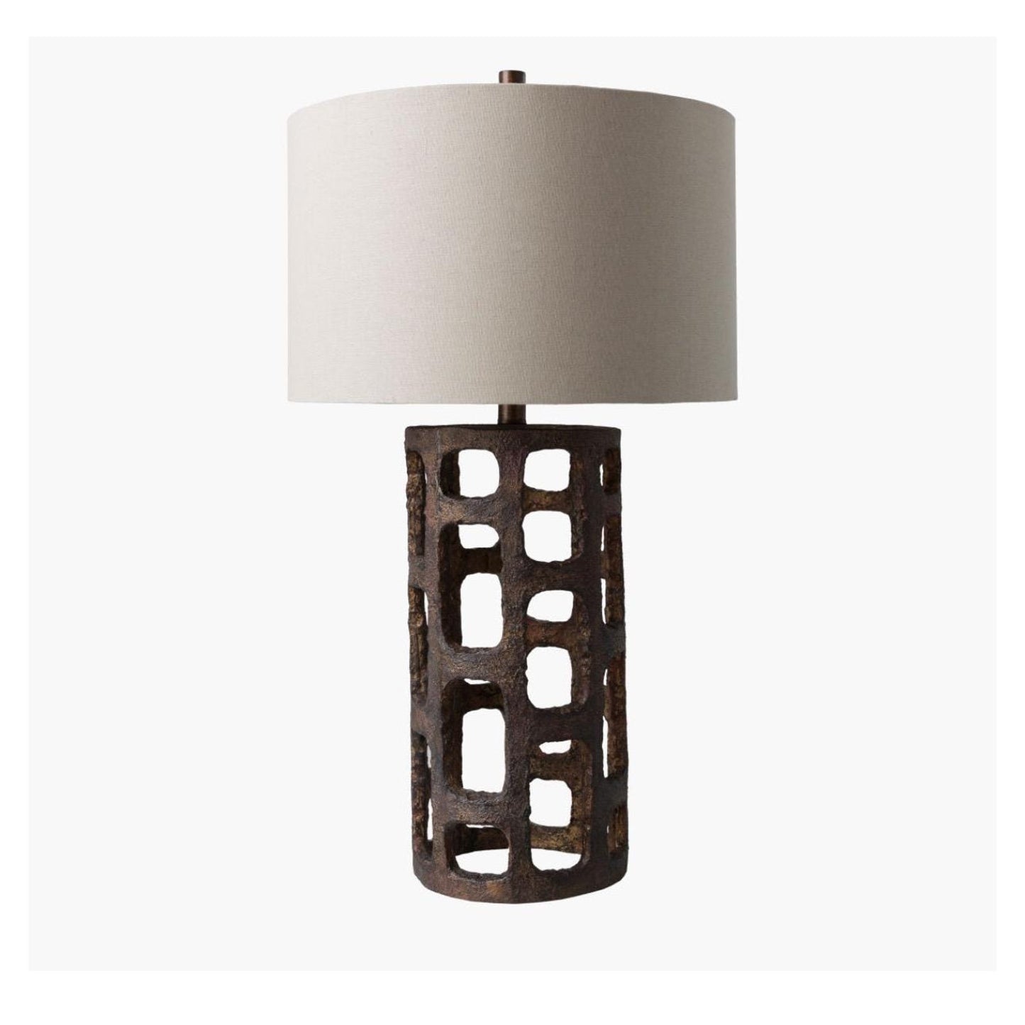 Surya Egerton Accent Table Bedside Lamp EGE 100 Bronze Reain Ivory New
