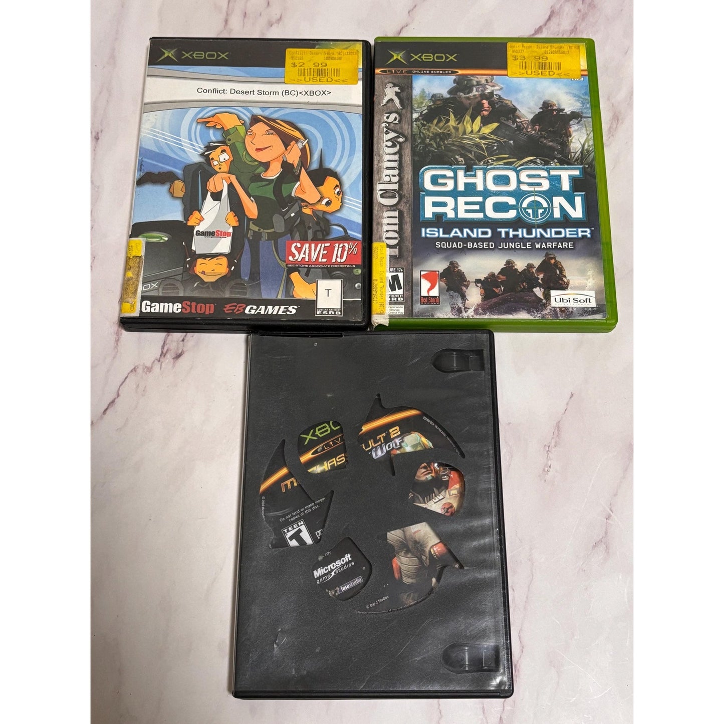 Lot of 3 Xbox Games Ghost Recon Island Thunder Conflict Desert Storm MechAssault