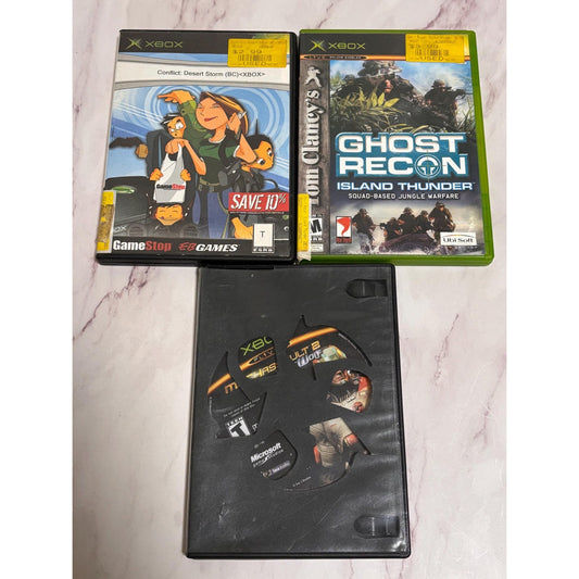 Lot of 3 Xbox Games Ghost Recon Island Thunder Conflict Desert Storm MechAssault