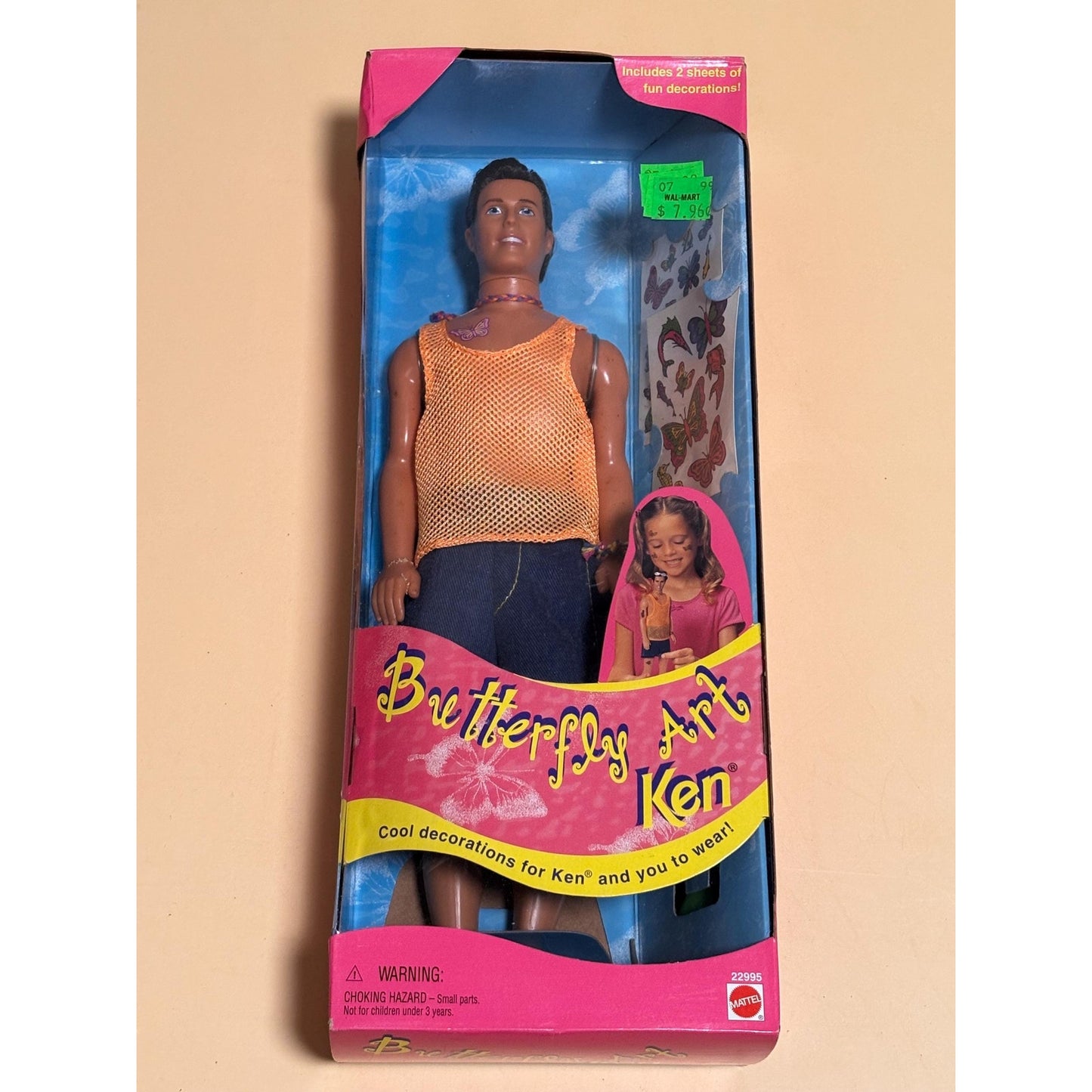 Barbie Ken Doll Mattel Tattoo's Butterfly Art 1998 Vintage 22995