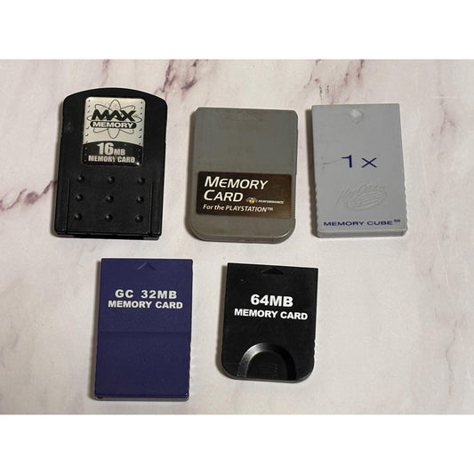 Lot of 5 Gaming Memory Cards Play Station Game Cube