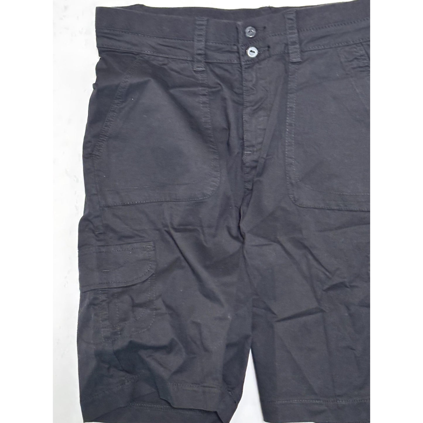 Lee Women Relaxed Fit Avey Knit Waist Cargo Bermuda Short Black 6 NWT