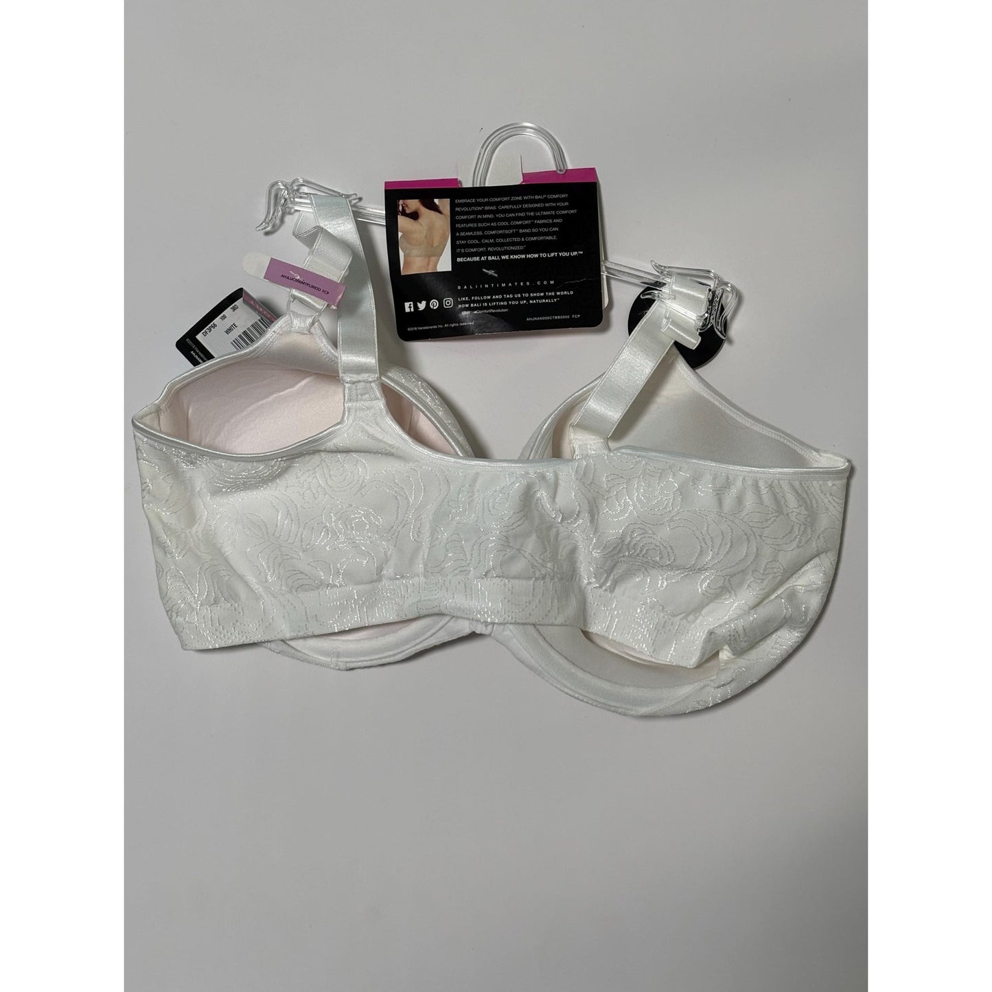 Bali bra Front Closure 38D underwire style 3P66 Comfort white NWT