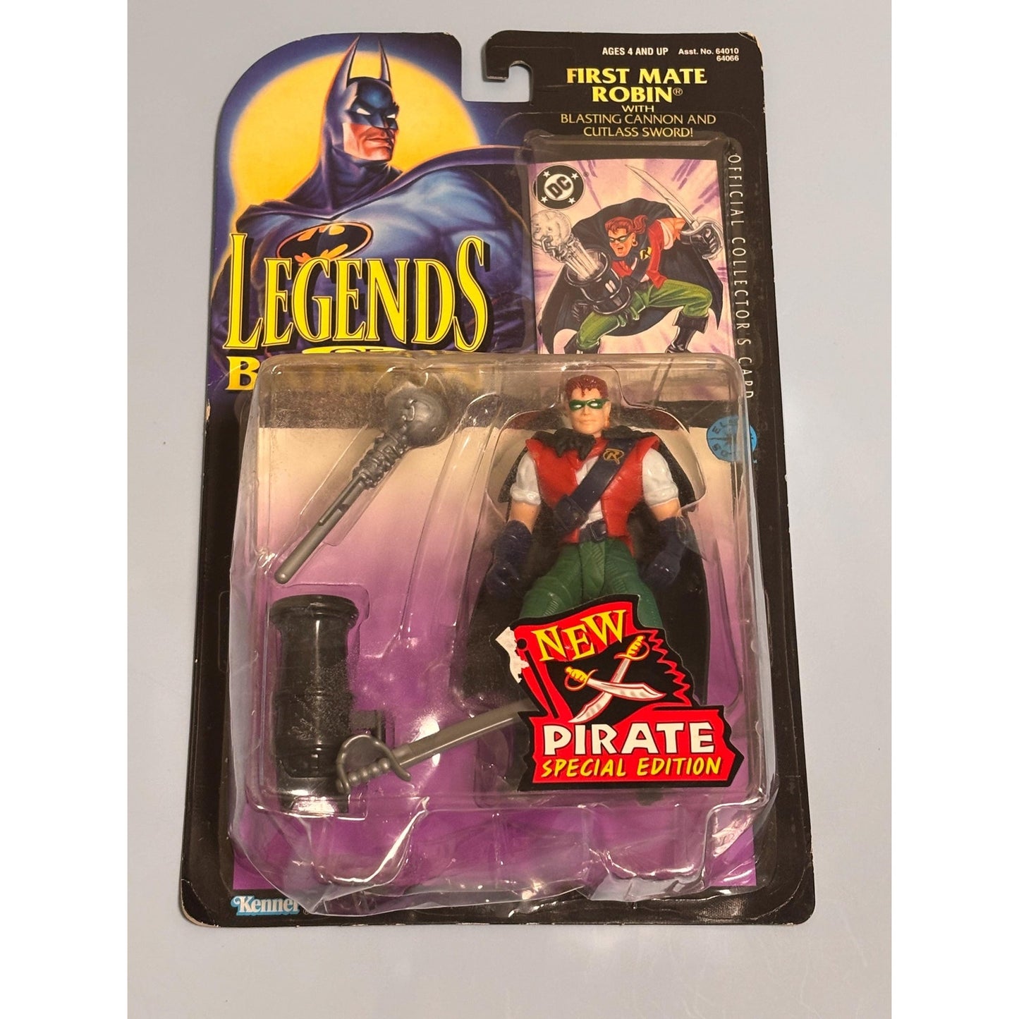 1995 Kenner, Legends of Batman, 'First Mate Robin' w/ Cannon & Sword Figure, New