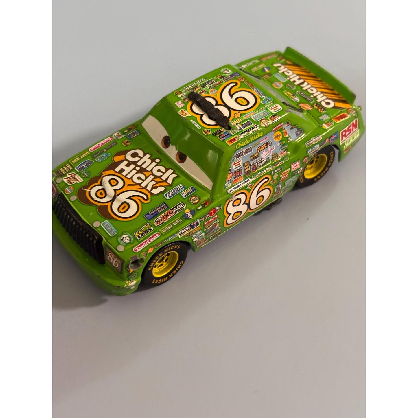 Disney Cars Chick Hicks Team Chef Car 86 Metal 1/55 Headset Green Chew