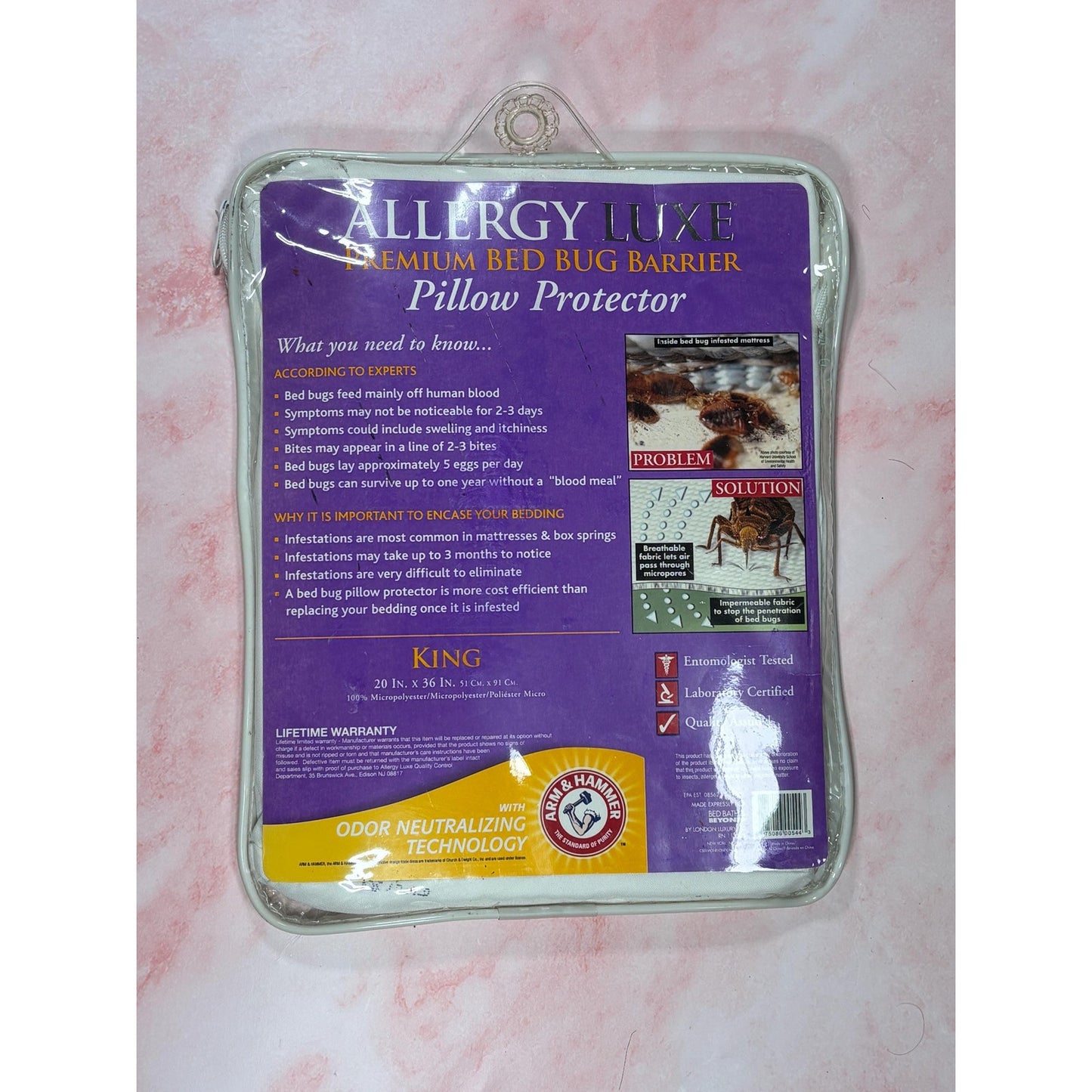 NEW Arm & Hammer Allergy Luxe Mattress Protector Waterproof Hypo Allergenic King