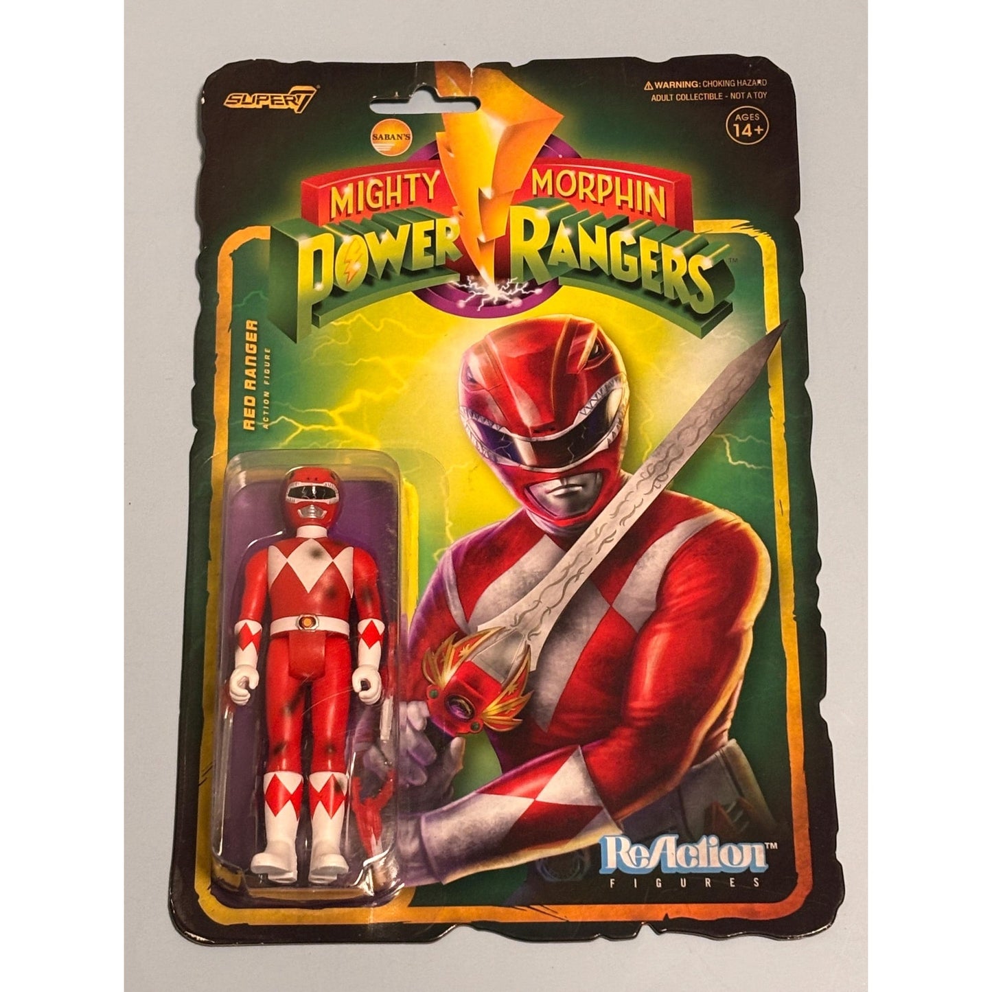 New Unpunched Super7 ReAction Mighty Morphin Power Rangers Red Action Figure