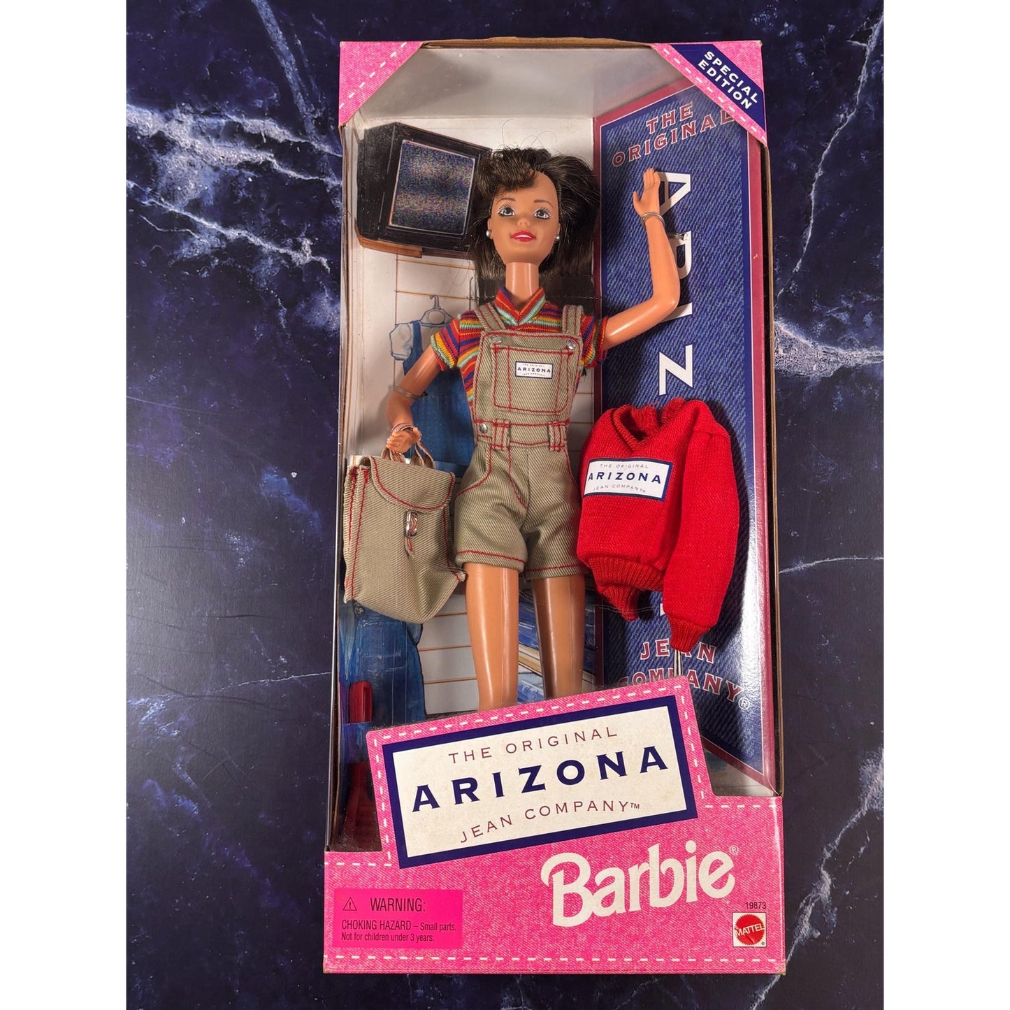 1997 The Original Arizona Jean Company Barbie Tan Overalls Brunette #19873 New
