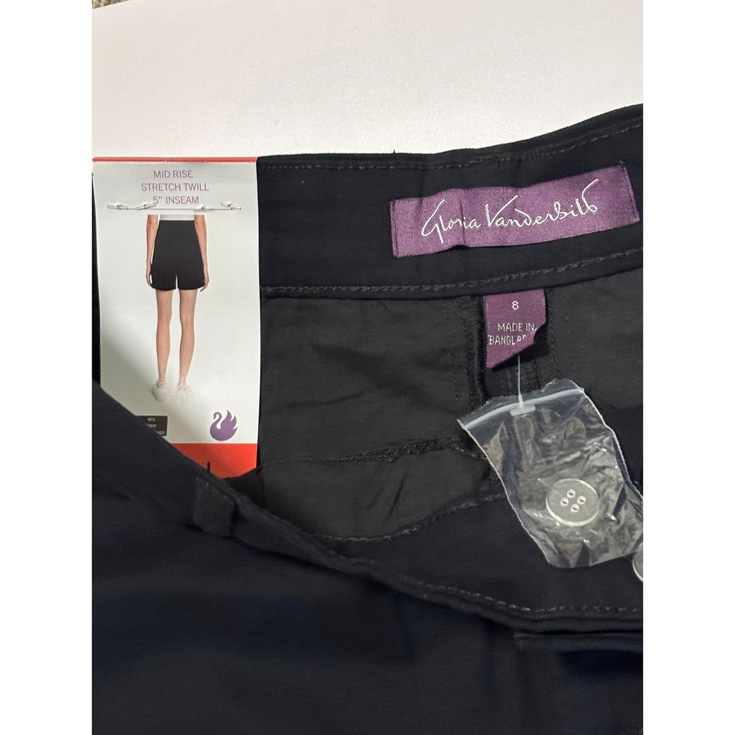Gloria Vanderbilt Chino Shorts Womens Shorts Black 8 NWT