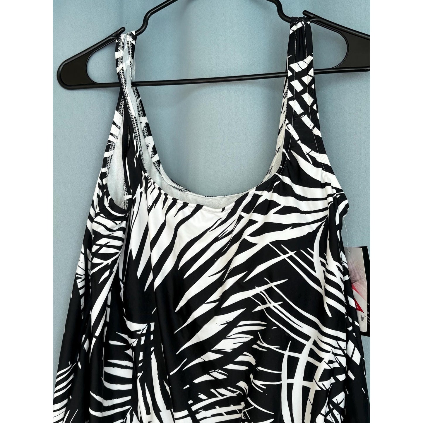 Maxine Of Hollywood Shadow Palms Scoop Blouson Tank Top Swimsuit 14 NWT