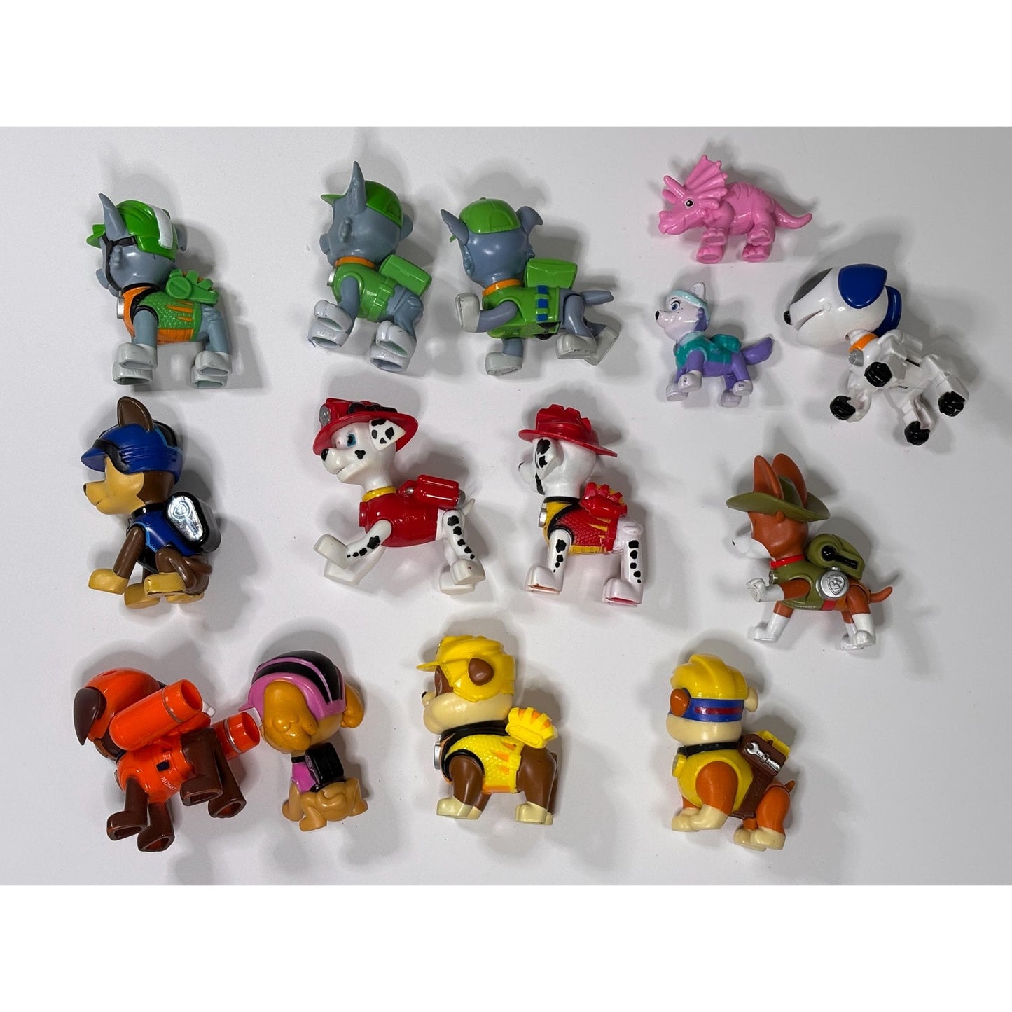 Lot of 13 Paw Patrol Figures Rocky Marshall Rubble Tracker Chase Skye
