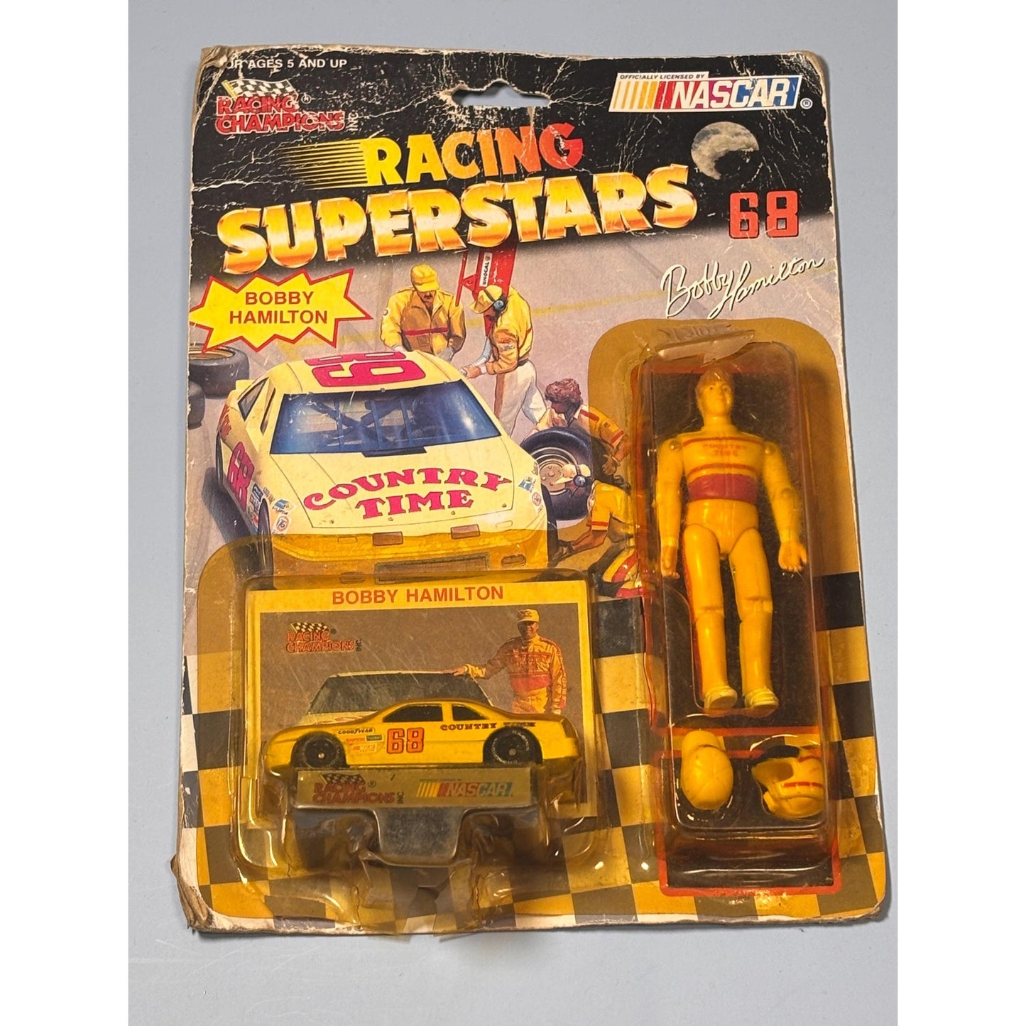 Racing Champions 1991 Bobby Hamilton 68 Racing Superstars Action Figure Car Card