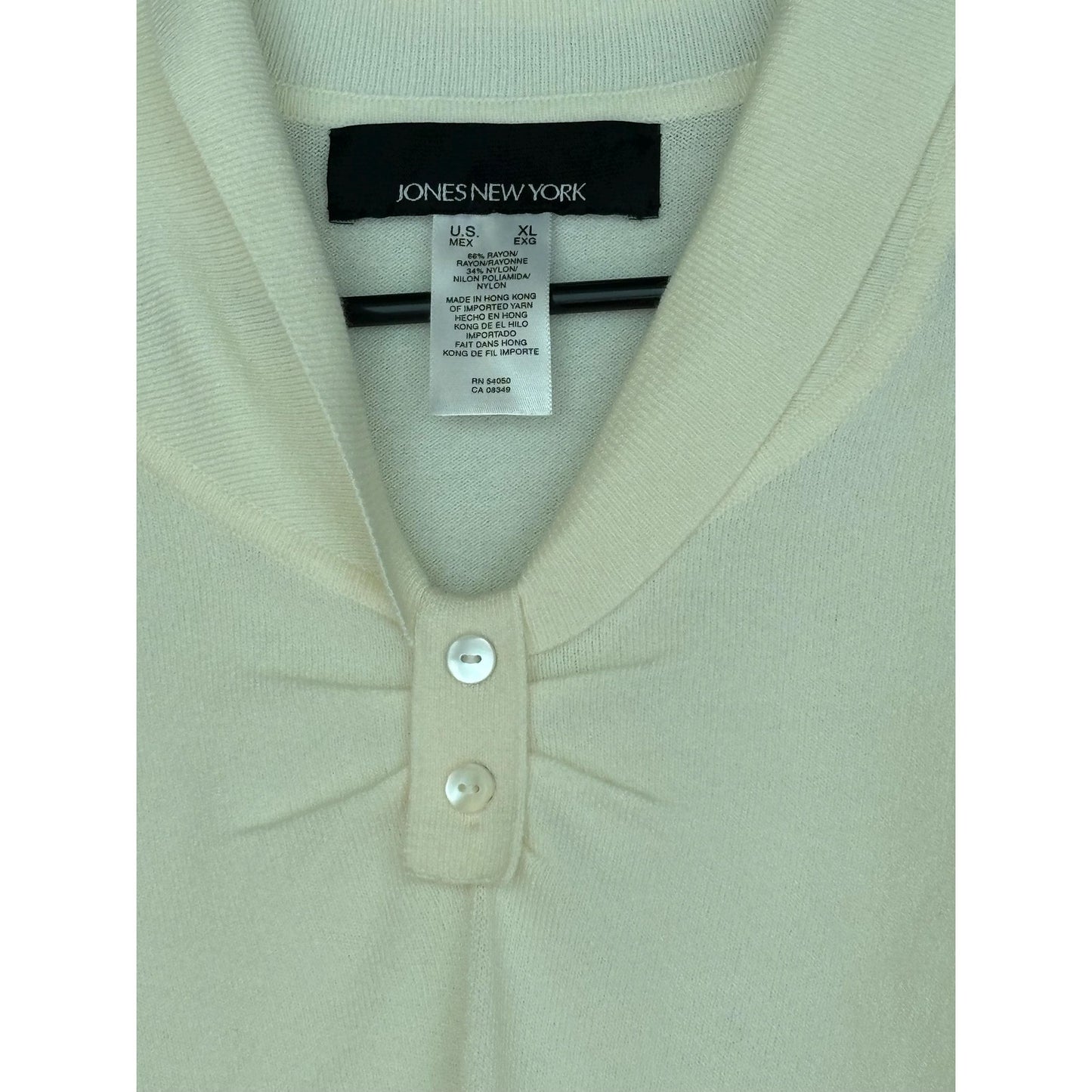 Jones’s New York Cream Ivory Pullover Blouse Shirt Women's Size XL New