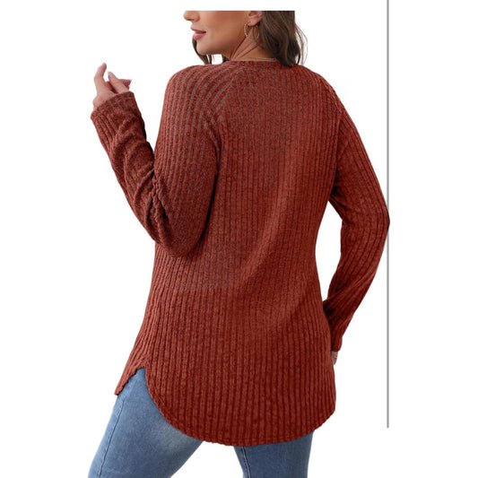 Saloogoe Long Sleeve Shirts Tops Loose Dressy Crewneck Pullover Sweaters NWT XL