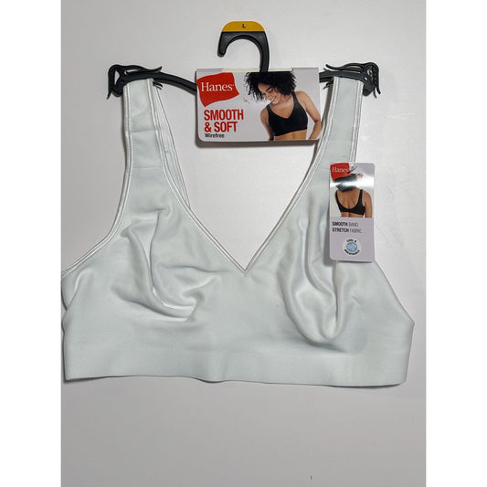 Hanes Smooth Comfort Women's Wireless T-Shirt Bra White Large L NWT