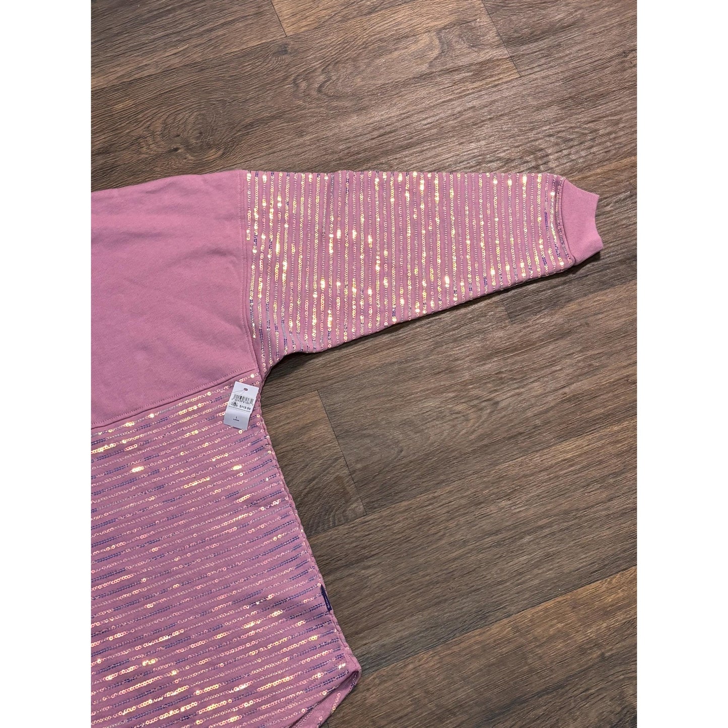 Disney Parks WDW 50th Anniversary Pink Iridescent Sequin Spirit Jersey L Adult
