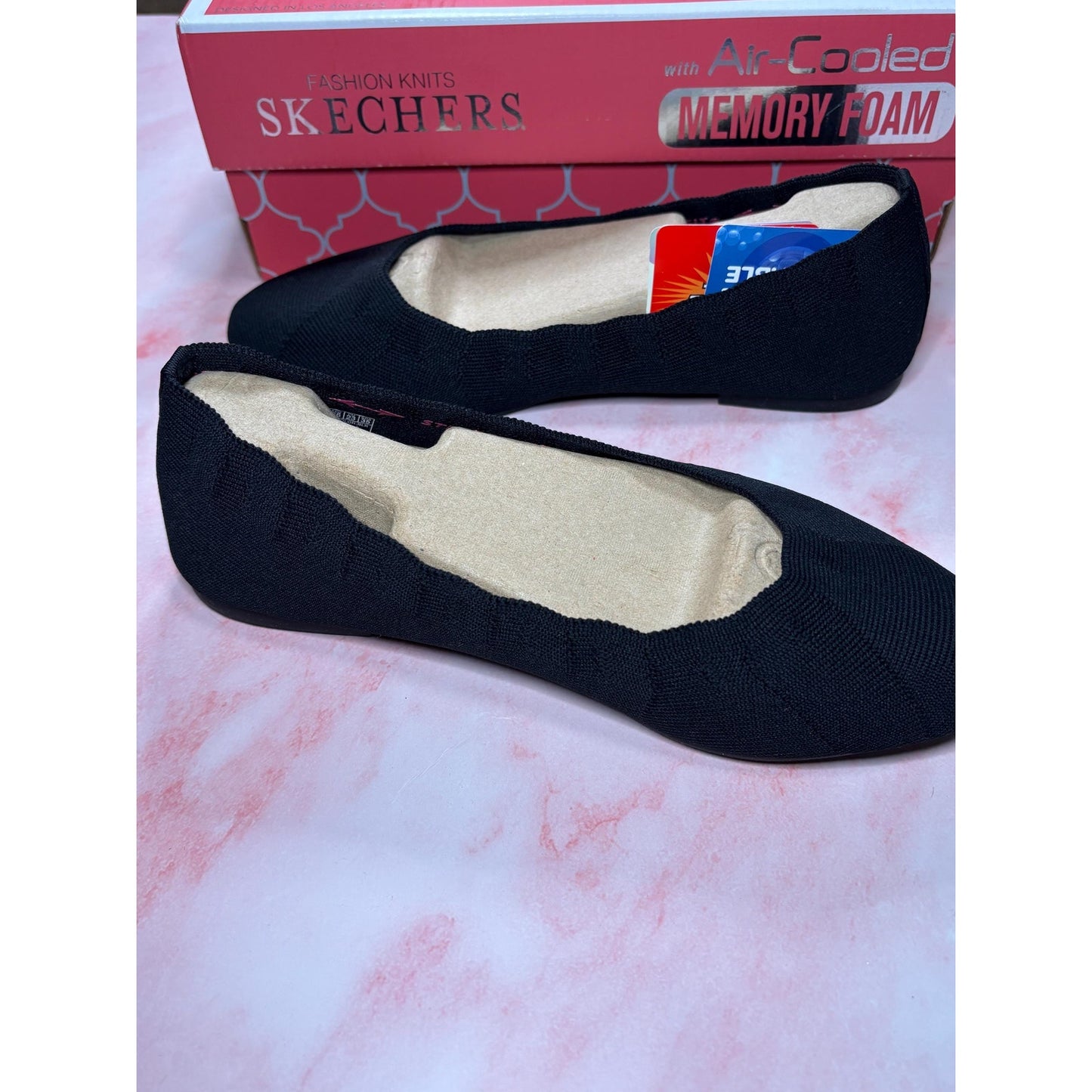 Sketchers Woman’s Cleo Bewitch Ballet Flat Black Size 6 Wide Vegan 48885W Black
