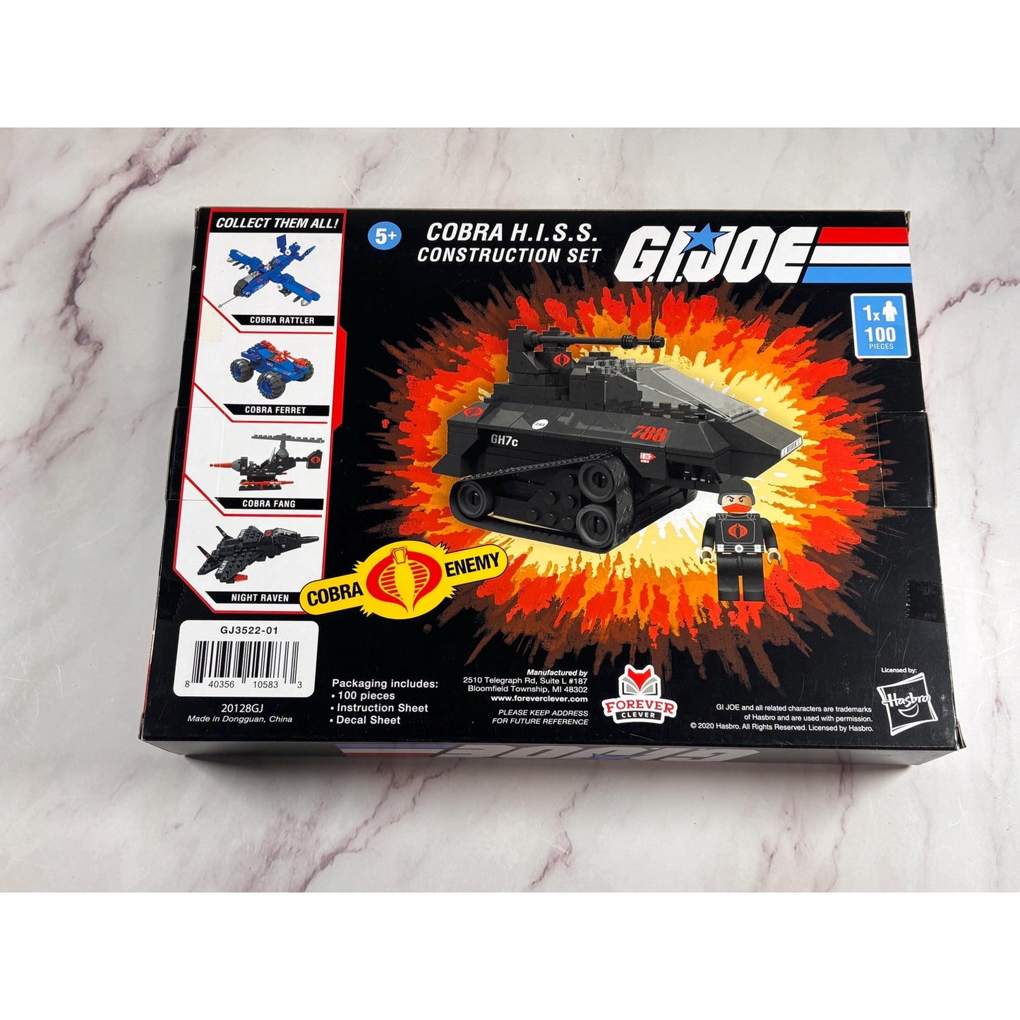 GI Joe Cobra HISS 788 Tank Construction Set Hasbro Forever Clever 100 Pieces New