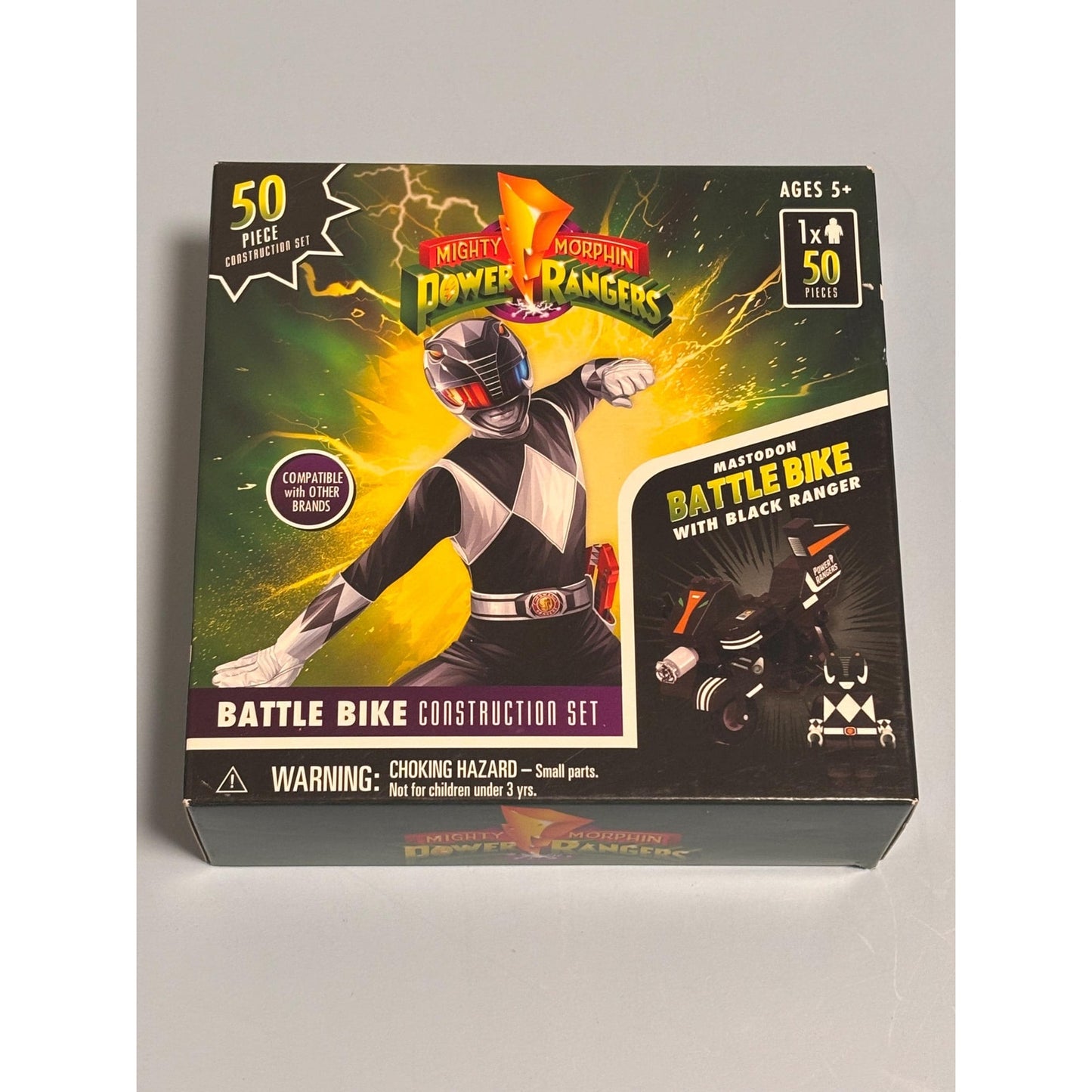 Hasbro Mighty Morphin Power Rangers Black Ranger & Battle Bike Construction Set