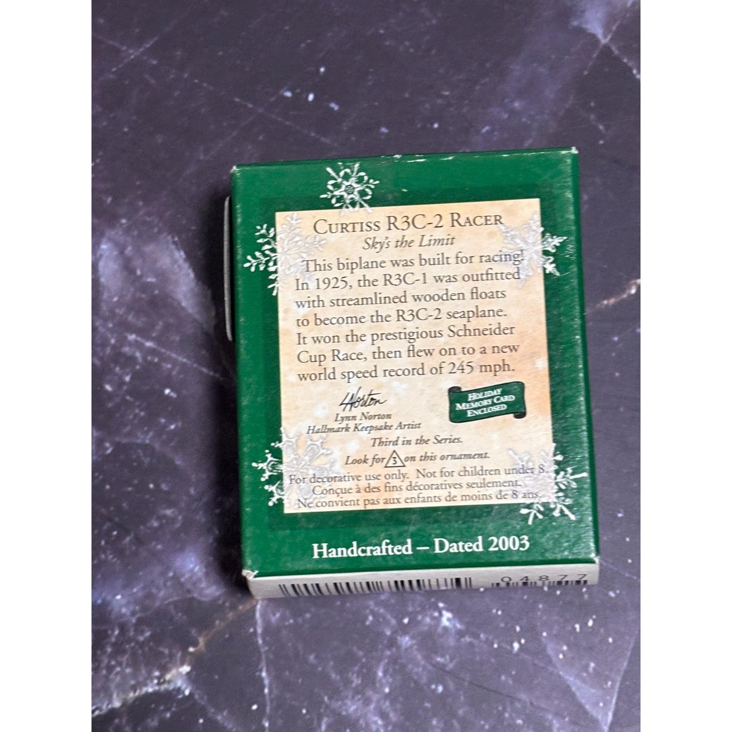 2003 Hallmark Keepsake Miniature Ornament Curtiss R3C-2 Racer Skys the Limit 3rd