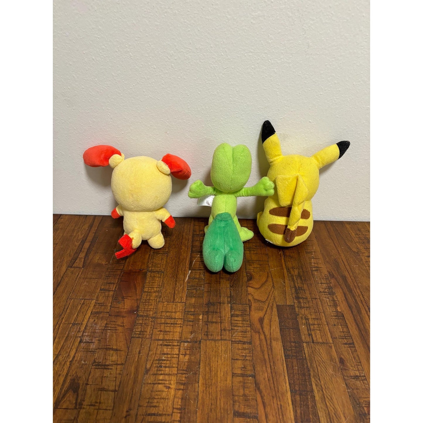 Lot of 3 Tony Pokémon Plushes Stuffed Animals Pikachu 9” Red Ears 10” Treecko 8”