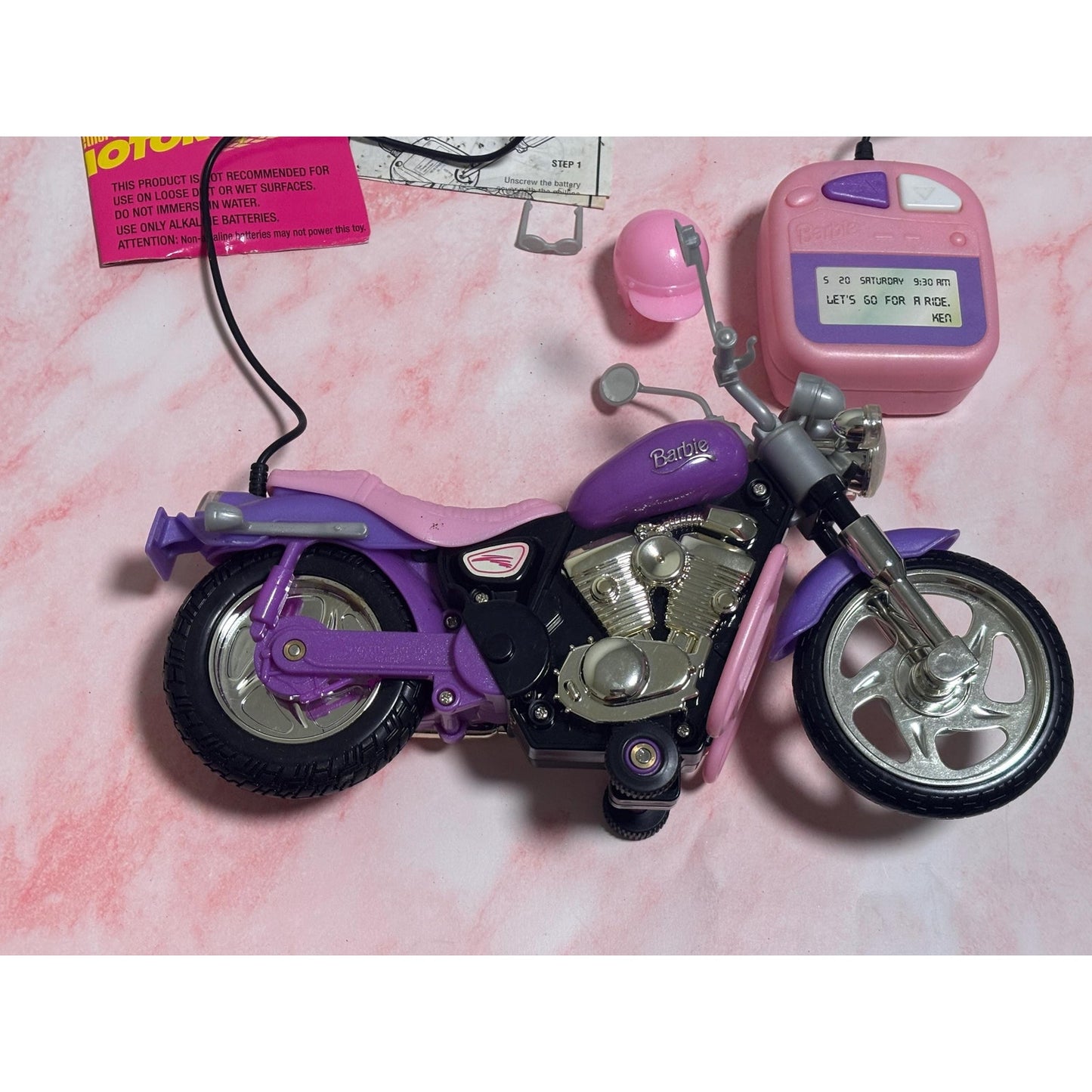 Vtg Mattel Barbie Tethered Remote Control Motorcycle 1998 Vintage 67327