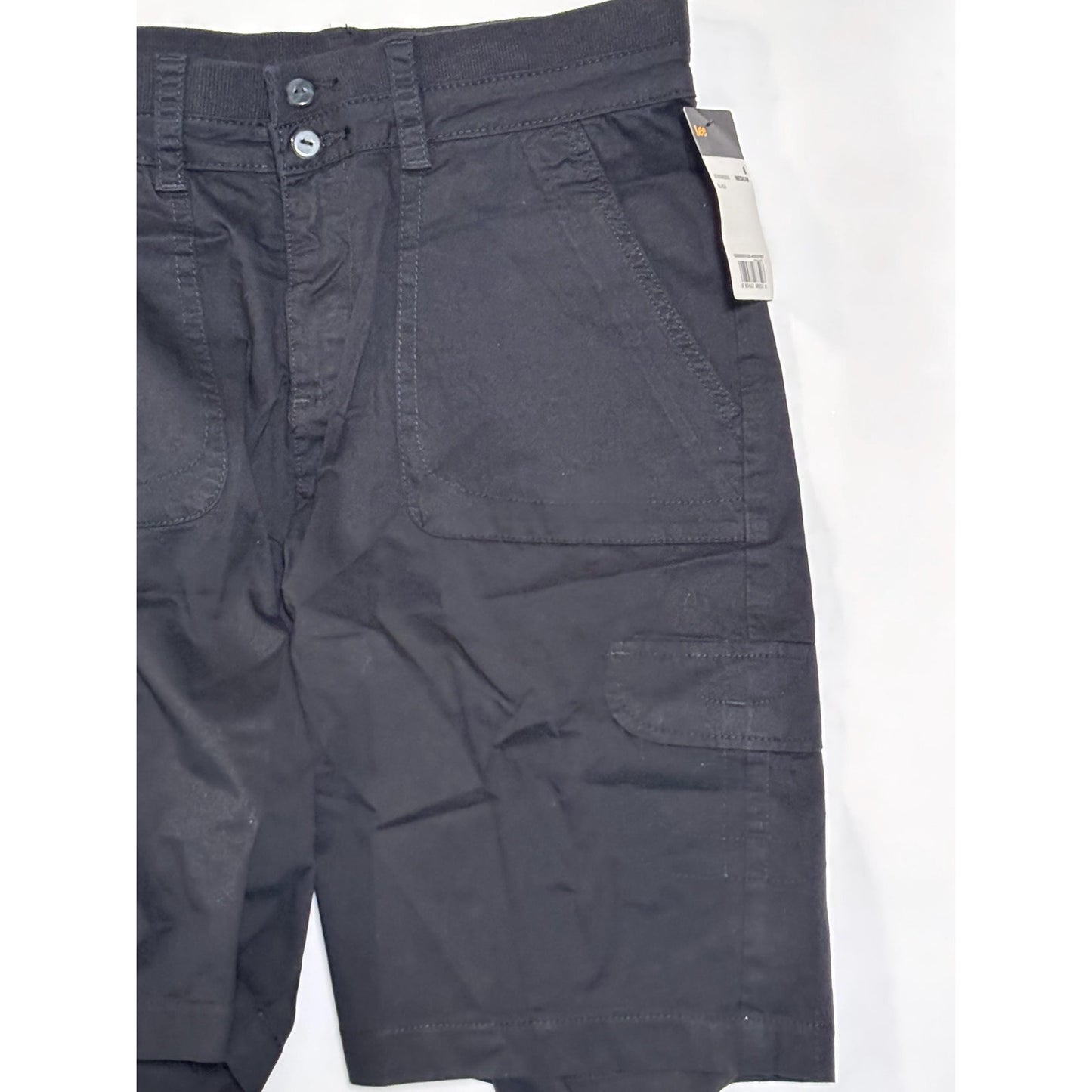 Lee Women Relaxed Fit Avey Knit Waist Cargo Bermuda Short Black 6 NWT