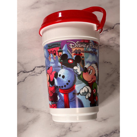 Disney Parks Holiday Christmas Popcorn Bucket Let the Memories Begin Red Lid