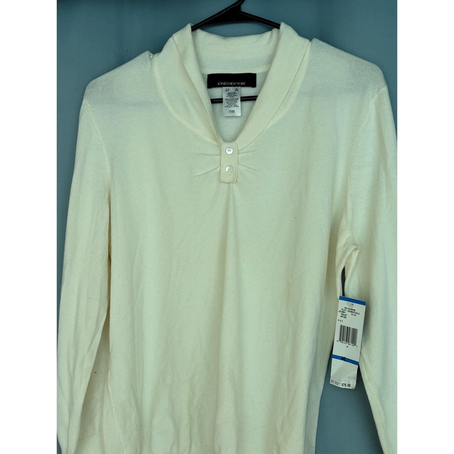 Jones’s New York Cream Ivory Pullover Blouse Shirt Women's Size XL New