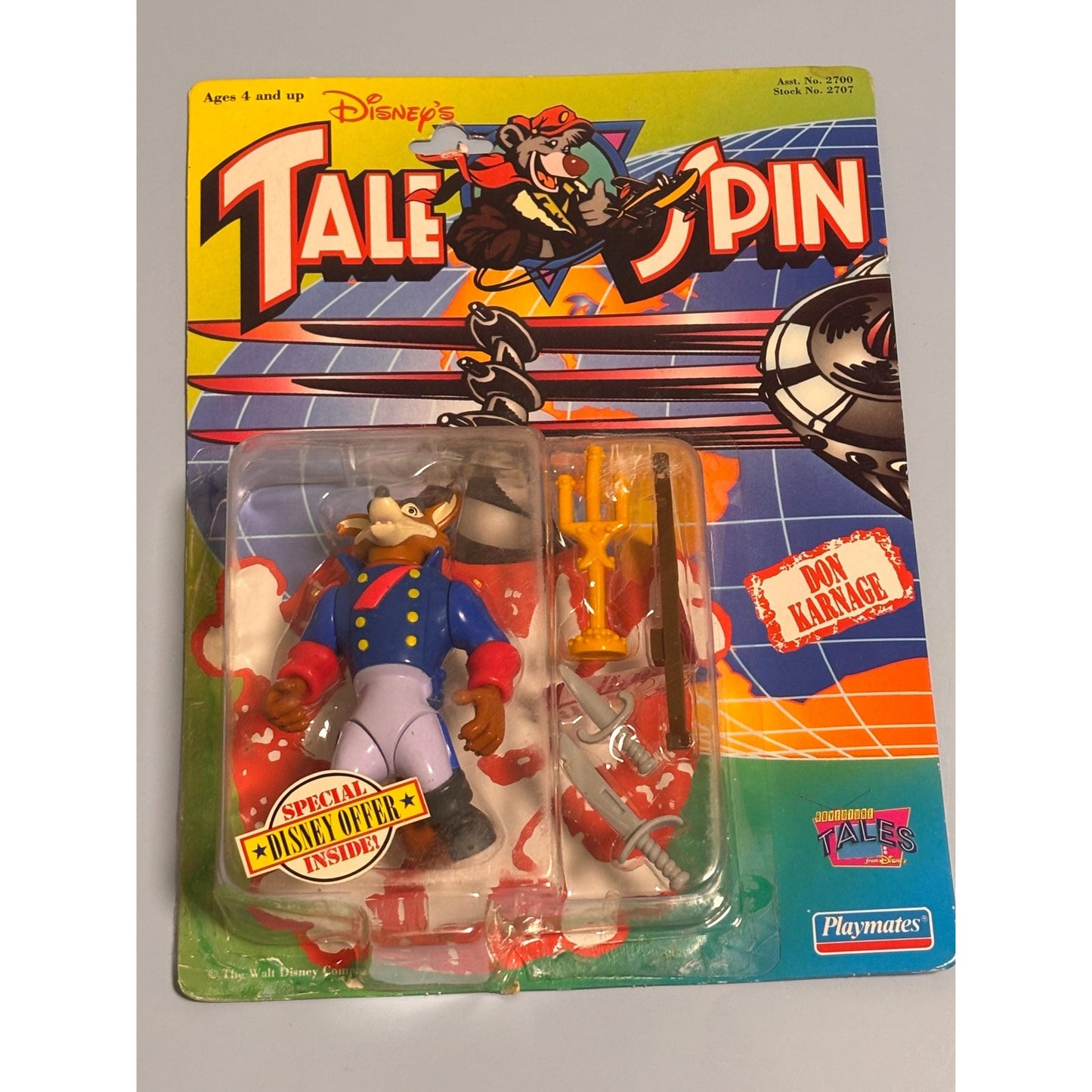 Vintage TALE SPIN Don Karnage 1991 Action Figure Disney Playmates NIP
