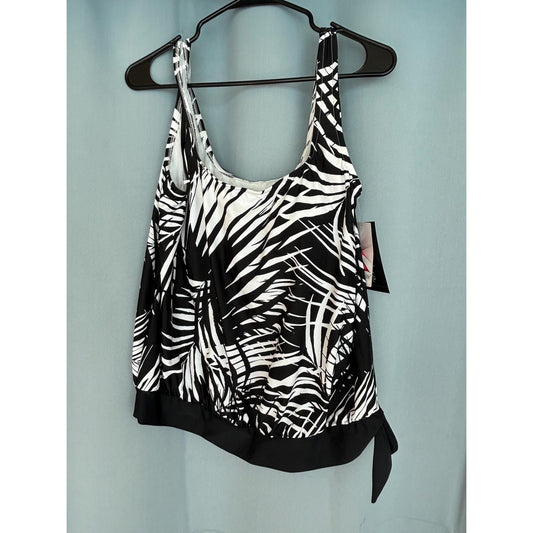 Maxine Of Hollywood Shadow Palms Scoop Blouson Tank Top Swimsuit 14 NWT