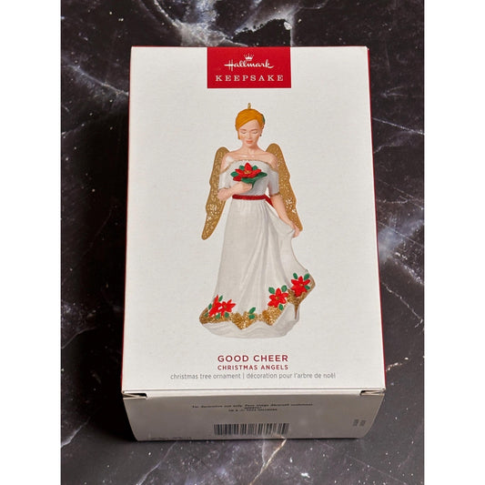 Hallmark Keepsake Good Cheer Christmas Angel 6th 2023 New Poinsettia Gold