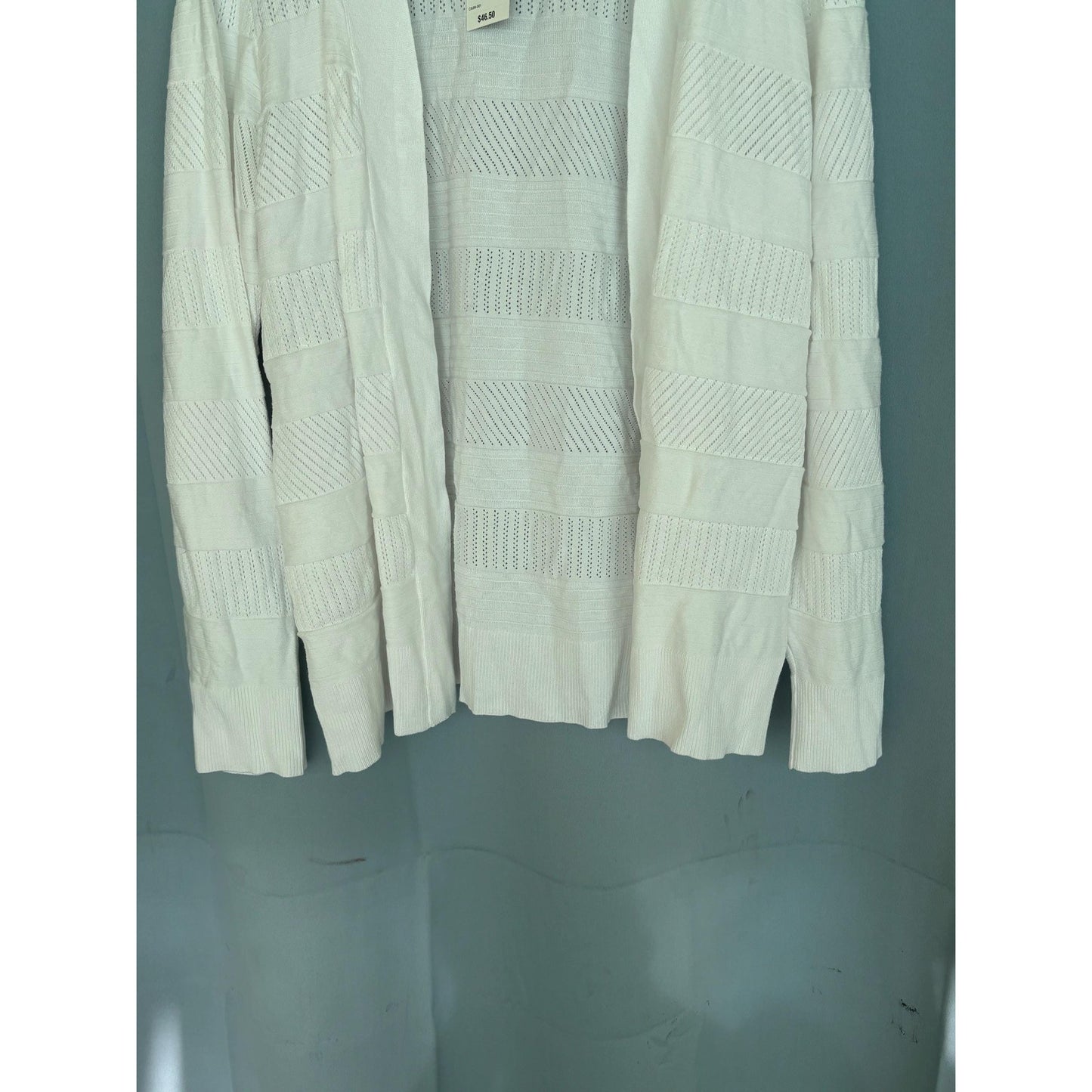 Karen Scott Womens Bright White Open Front Textured Cardigan Sweater NWT XL