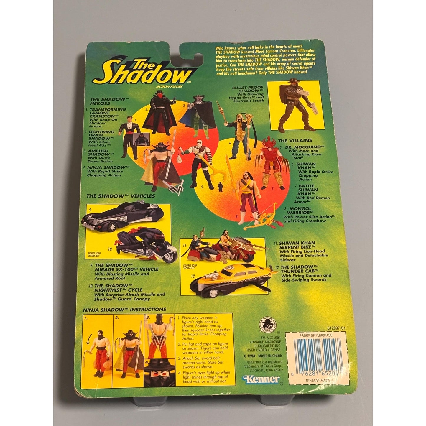 The Shadow Ninja Shadow Action Figure with Rapid Strike Chopping 1994 Kenner