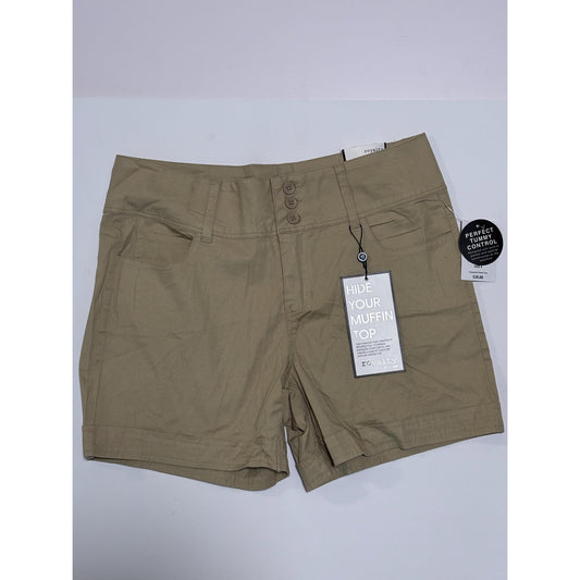 Royalty For Me Women's Hi Rise Shorts Stretch Khaki Brown Beige Size 6 NWT