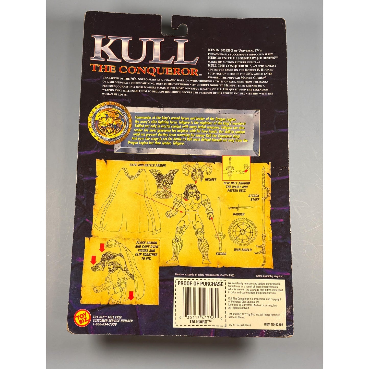 Vintage 1997 Kull the Conqueror Action Figure Taligaro Attack Armour 5” Toy Biz