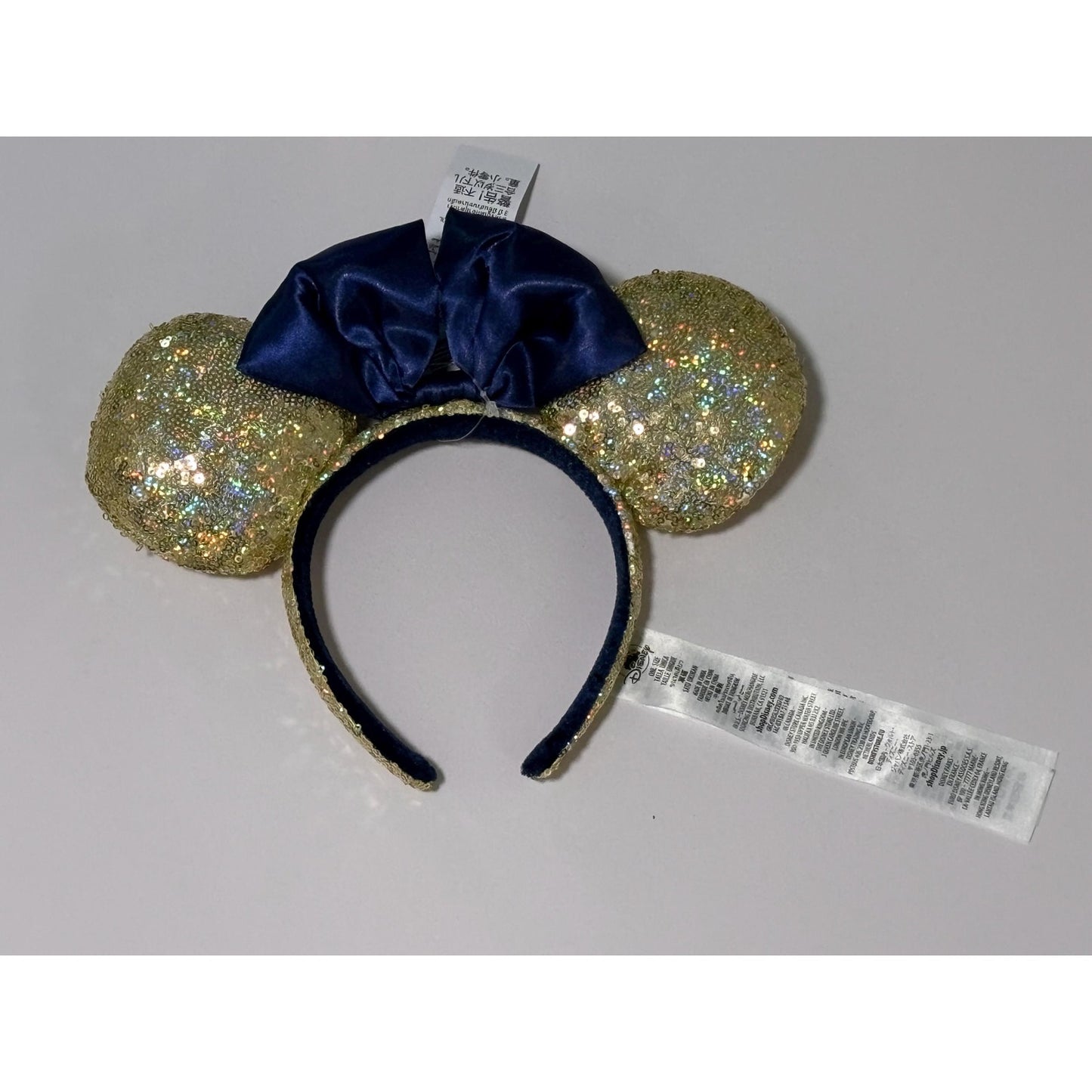 Disney Parks WDW 50th Anniversary Gold Sequin Blue Bow Ears Headband 2022