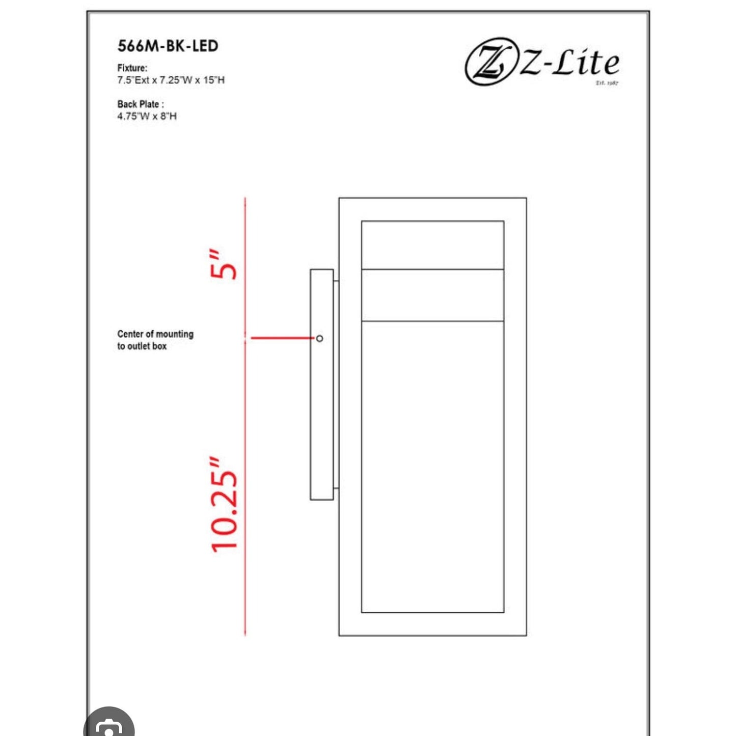 Z-Lite Luttrel 15" Tall LED Wall Sconce 2700K Model 556M-BK-LED