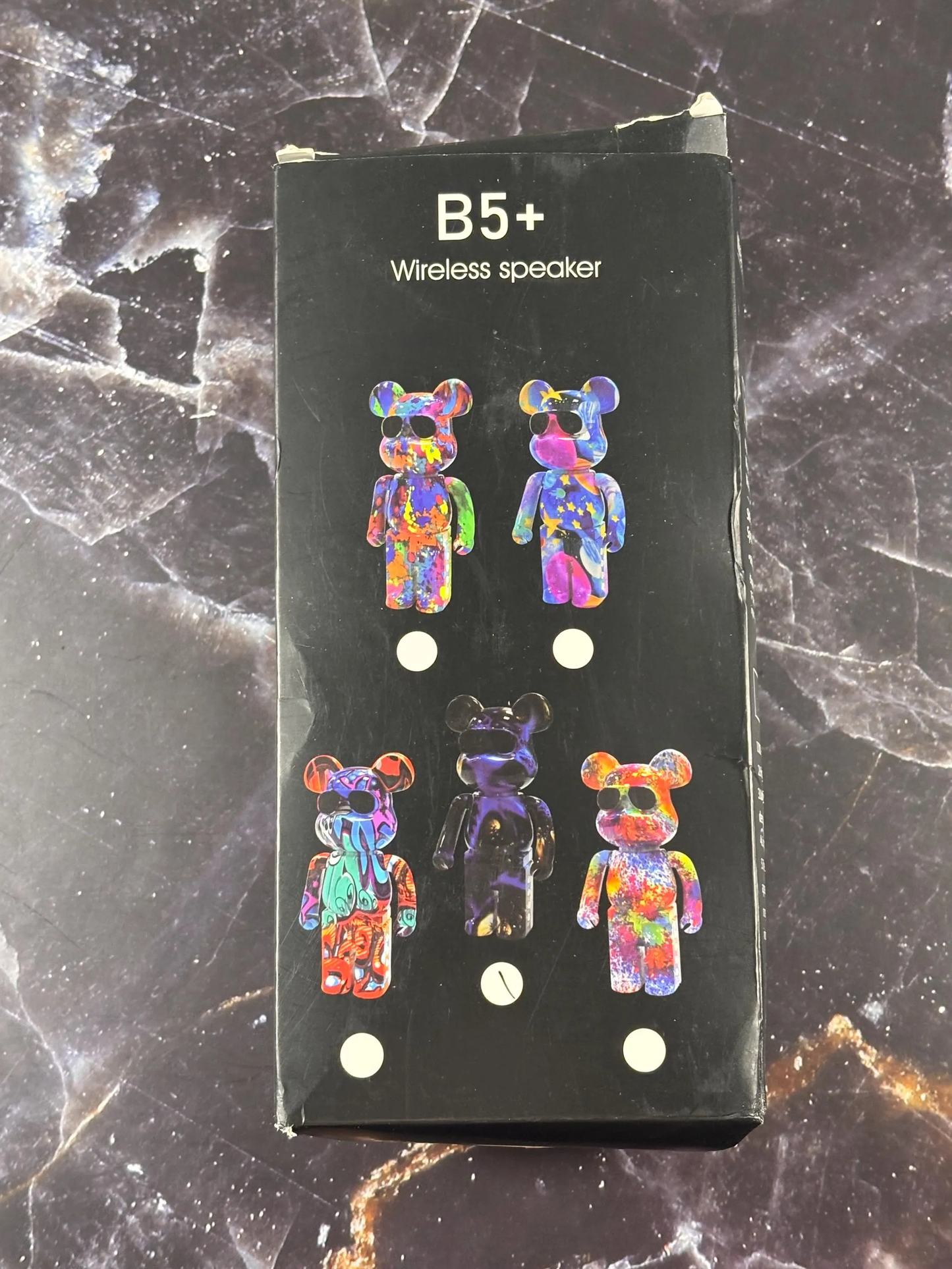 B5+ Wireless Bear Speaker Bluetooth Hi Def Phone Calls USB Charging 8" Tall Graffiti Blue Black New