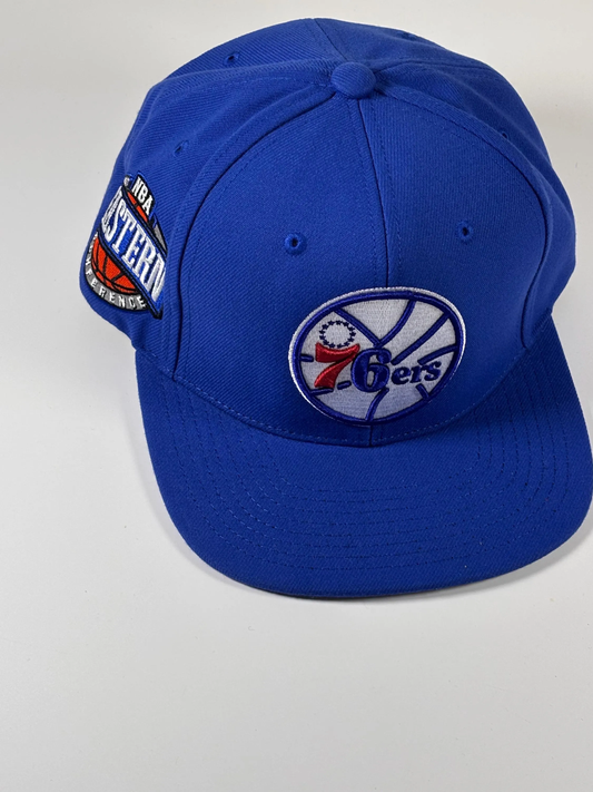 Mitchell & Ness NBA Philadelphia 76ers Conference Patch Blue Snapback Hat New