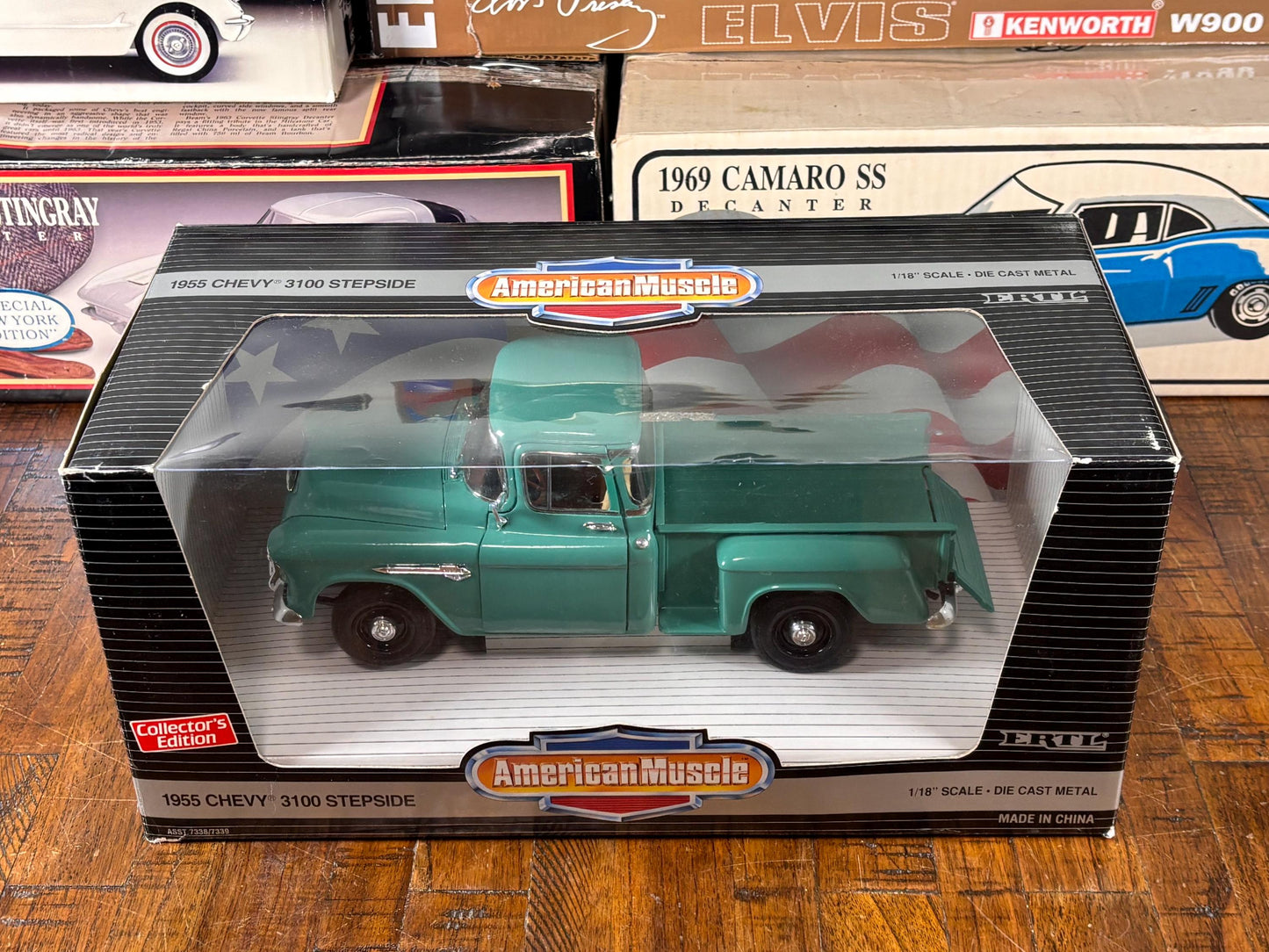 Ertl American Muscle 1955 Blue Green Chevy 3100 Stepside Truck Die Cast 1:18 New